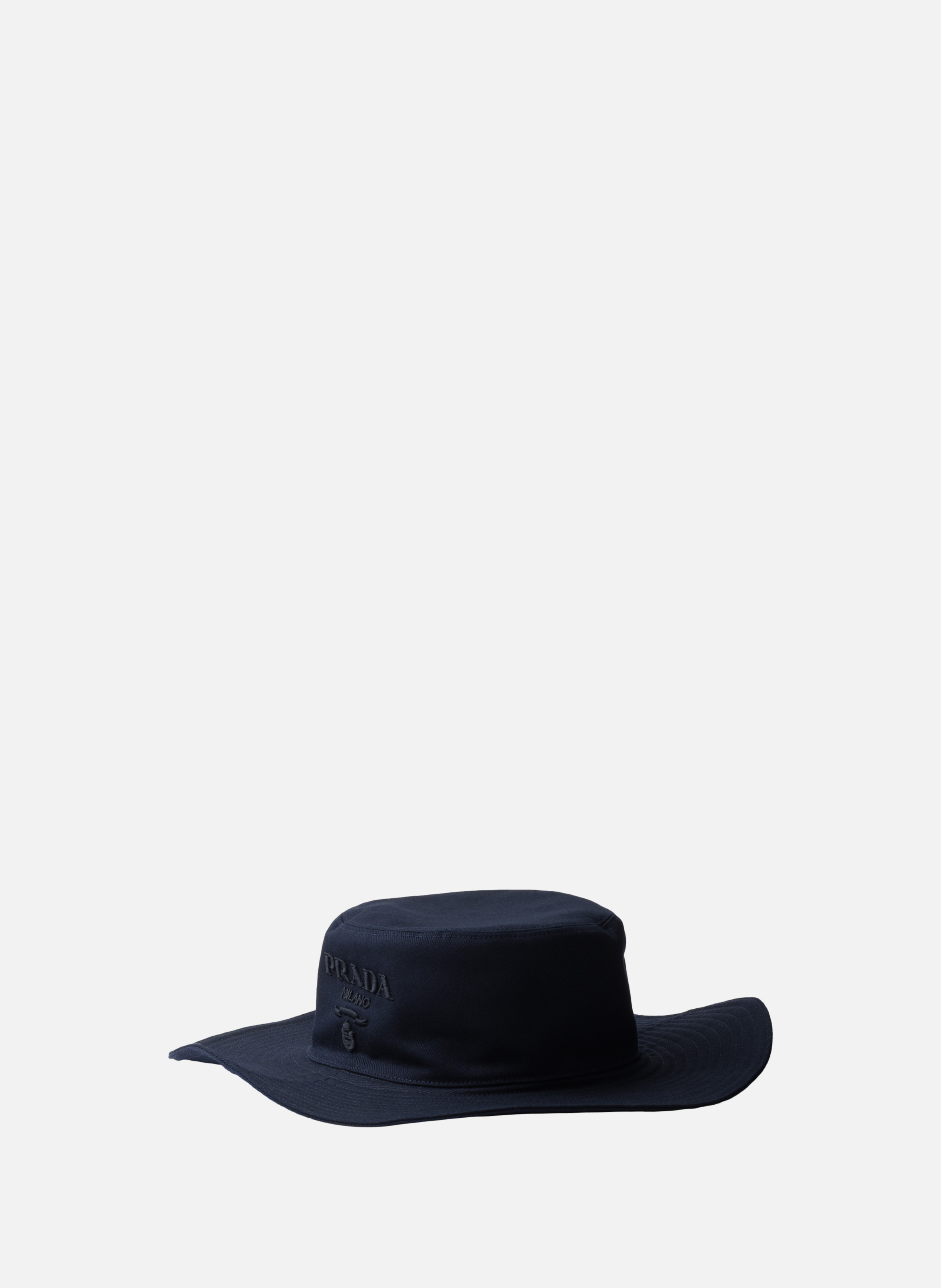 PRADA Chapeau à bord large en coton Bleu