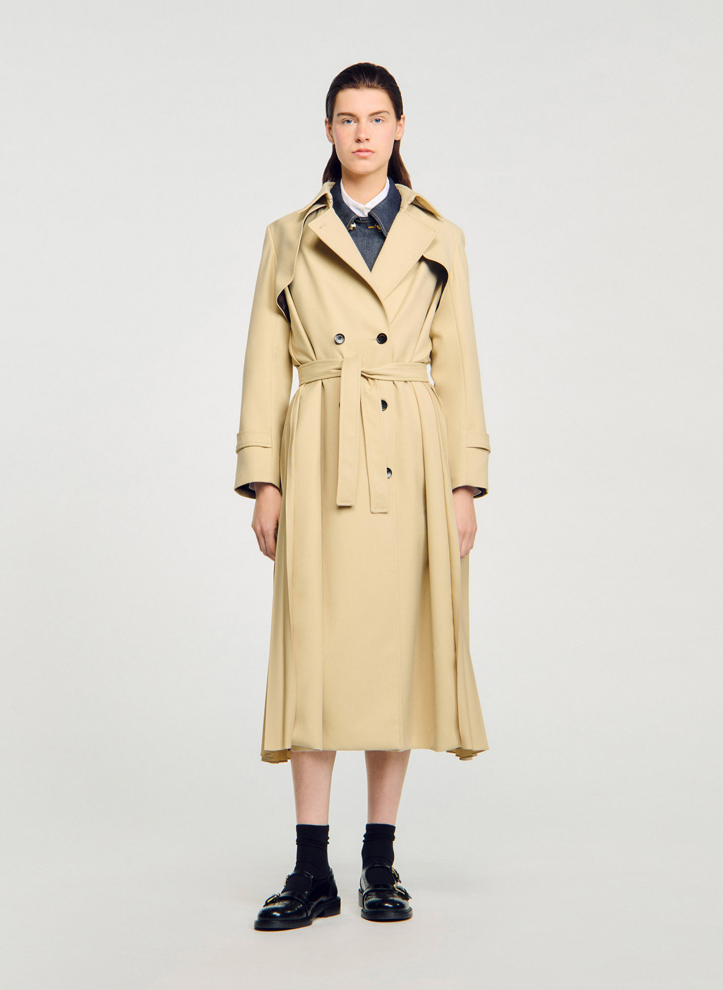 Trench oversize col tailleur SANDRO Beige