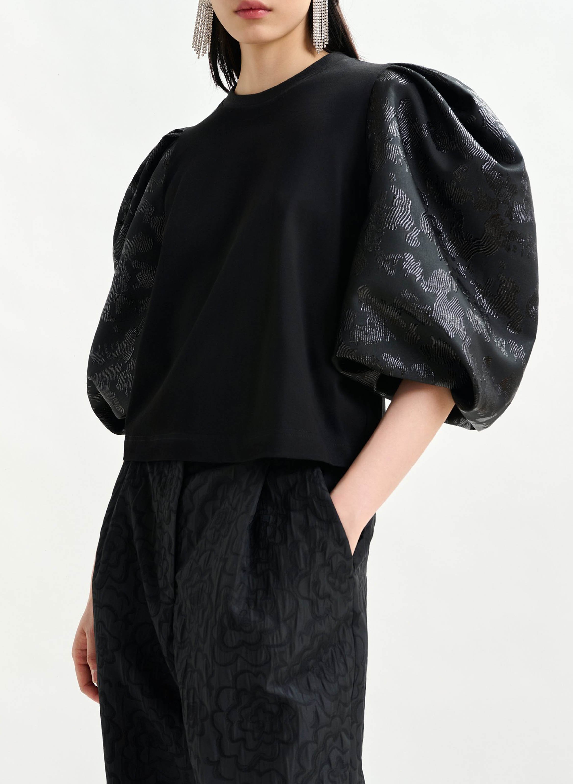 Top droit col rond en coton imortal ESSENTIEL ANTWERP Noir