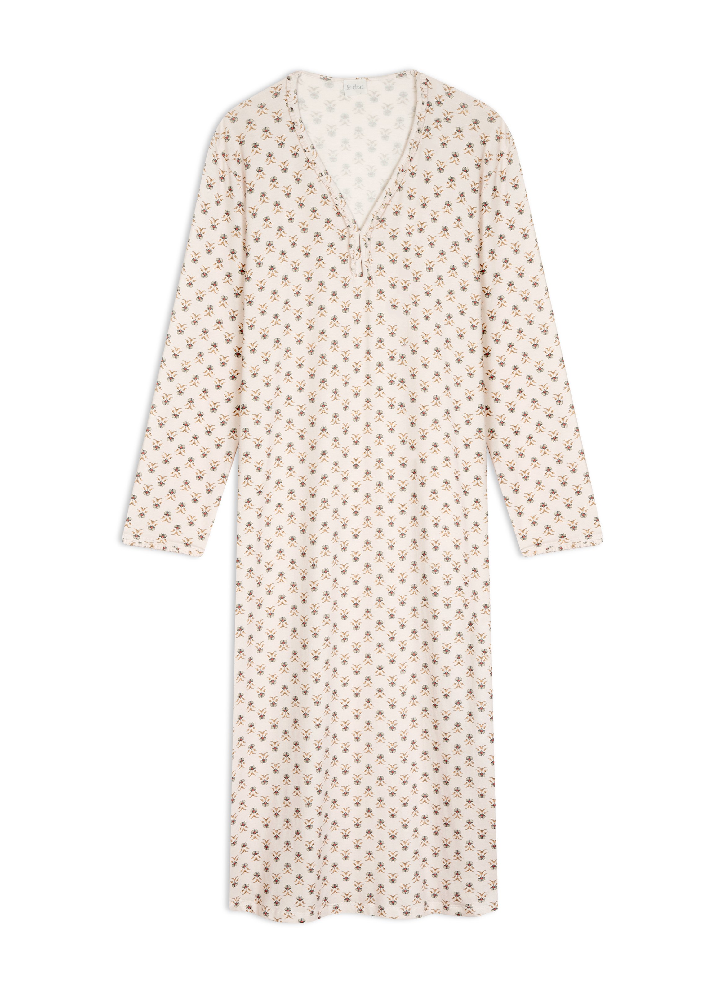 Chemise de nuit longue en coton modal tea time 111 LE CHAT Multicolore