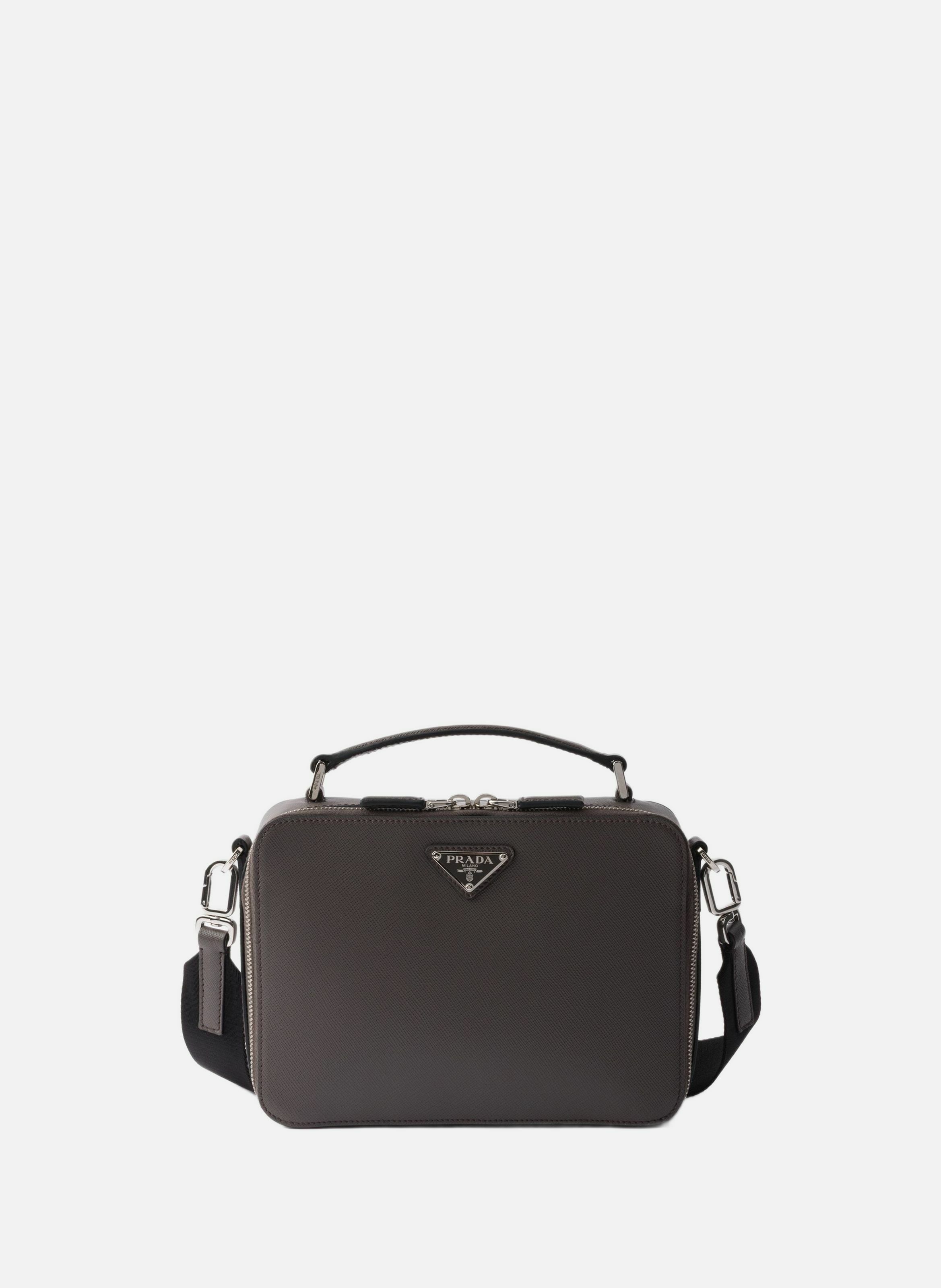 Sac prada brique en cuir saffiano PRADA Gris