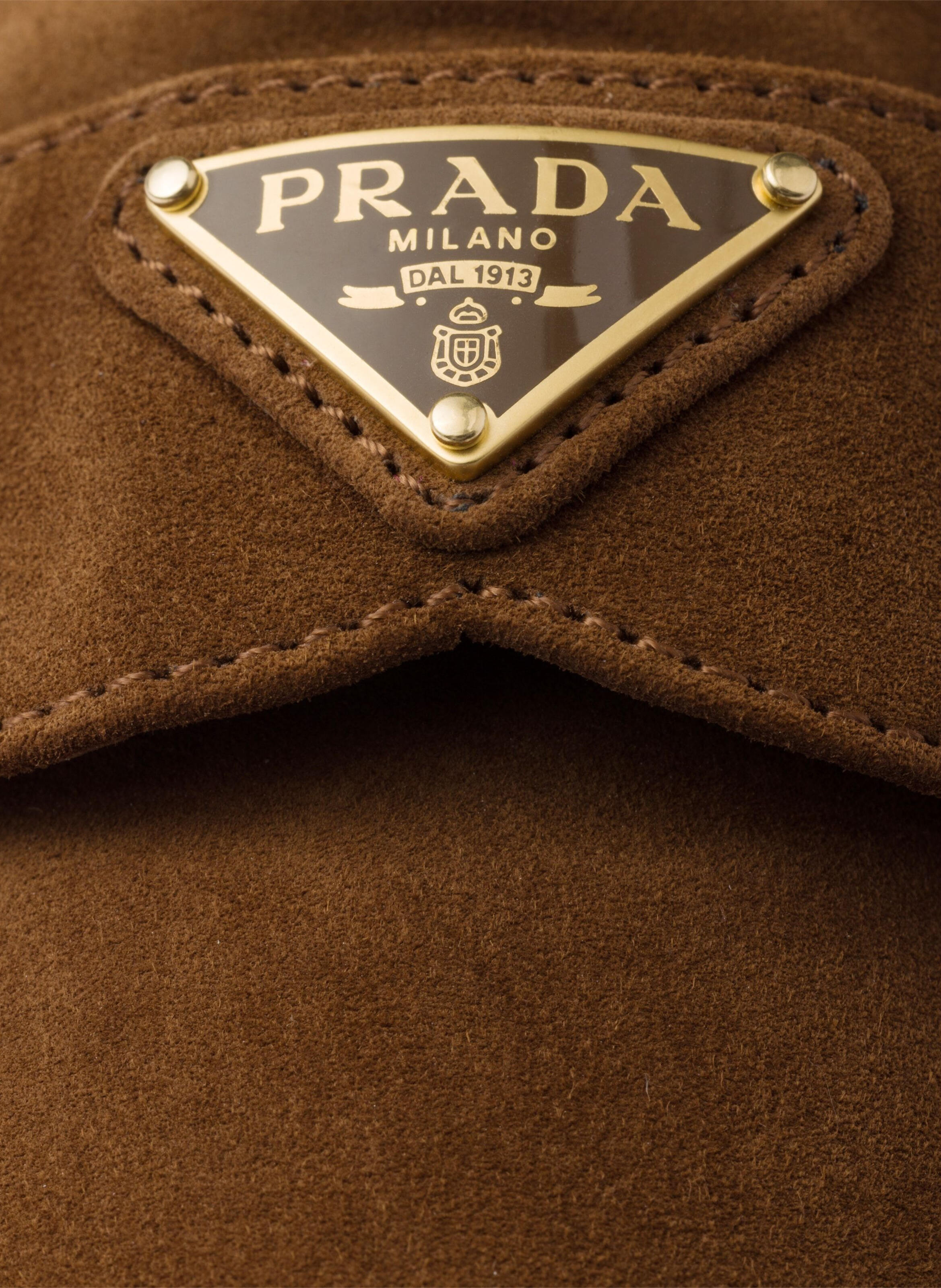 Mocassins en veau velours et shearling PRADA Marron