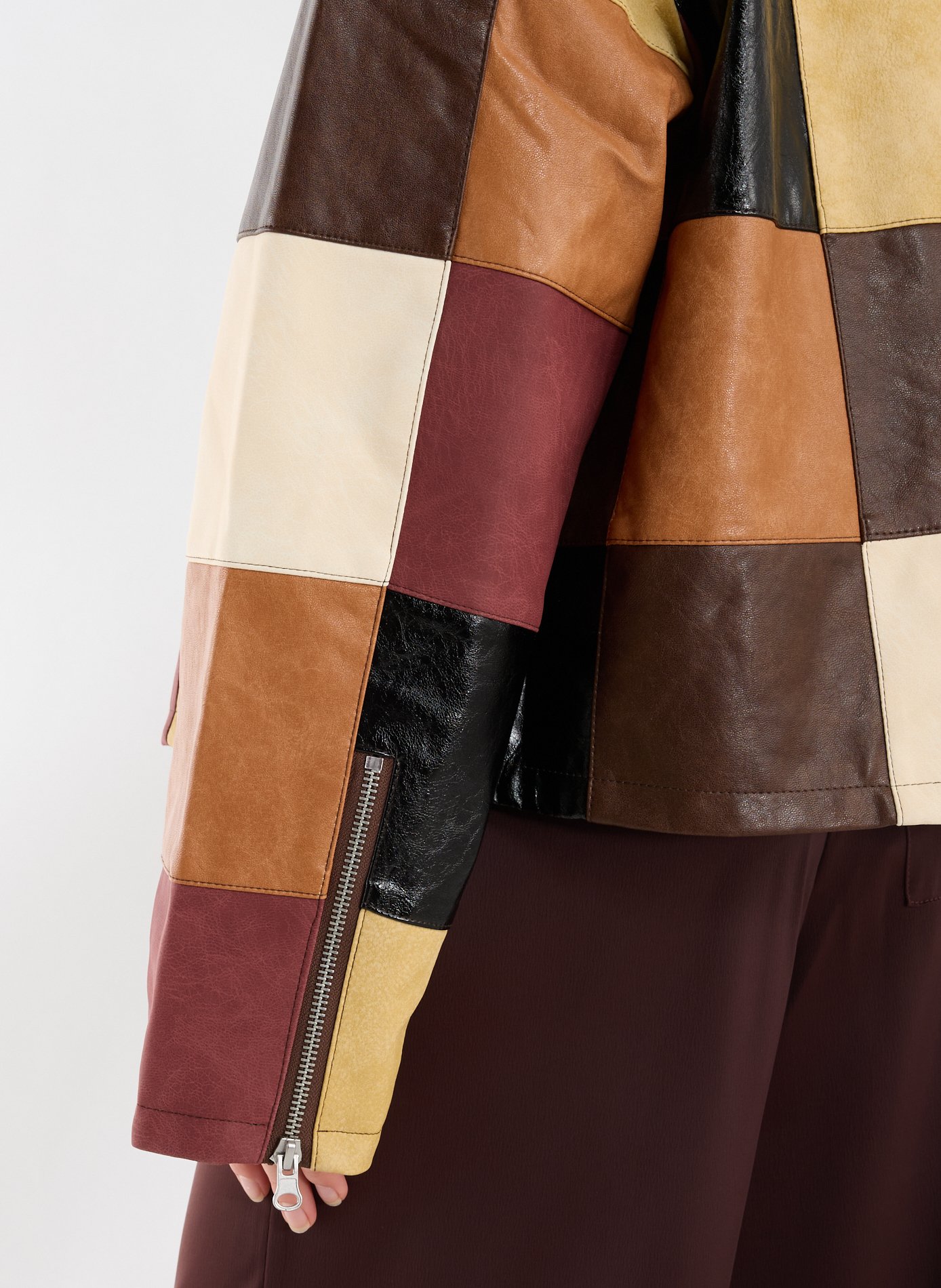 Veste col classique à carreaux TOPSHOP Marron