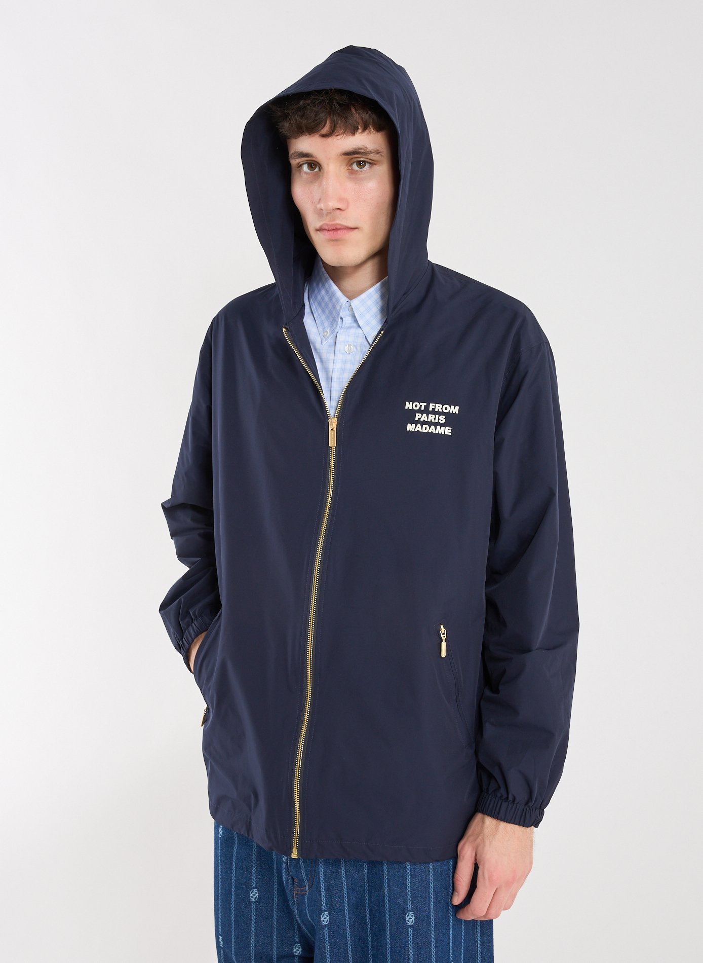 Printed oversized hoodie coat DROLE DE MONSIEUR Blue