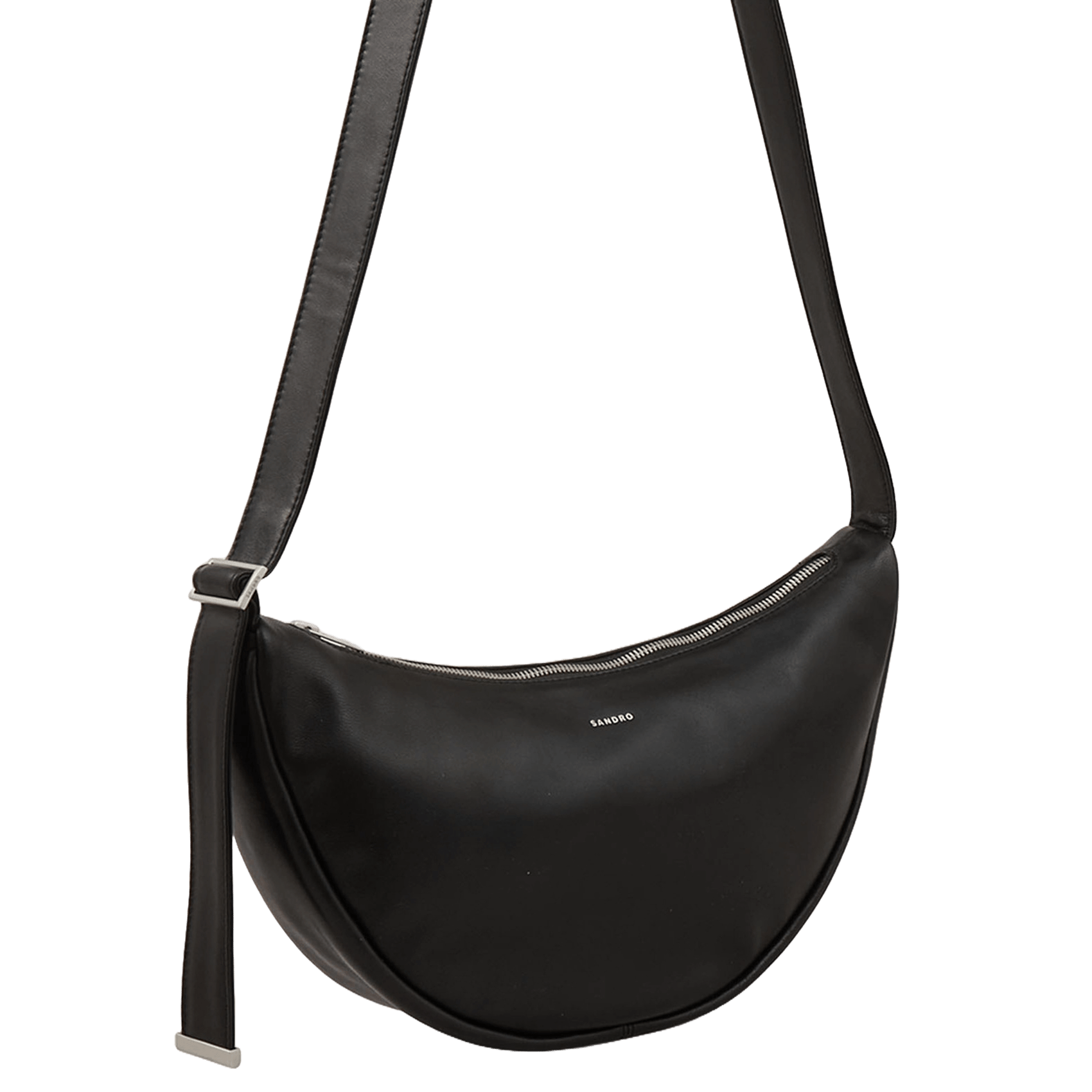 Sac hobo bandoulière en cuir SANDRO Noir
