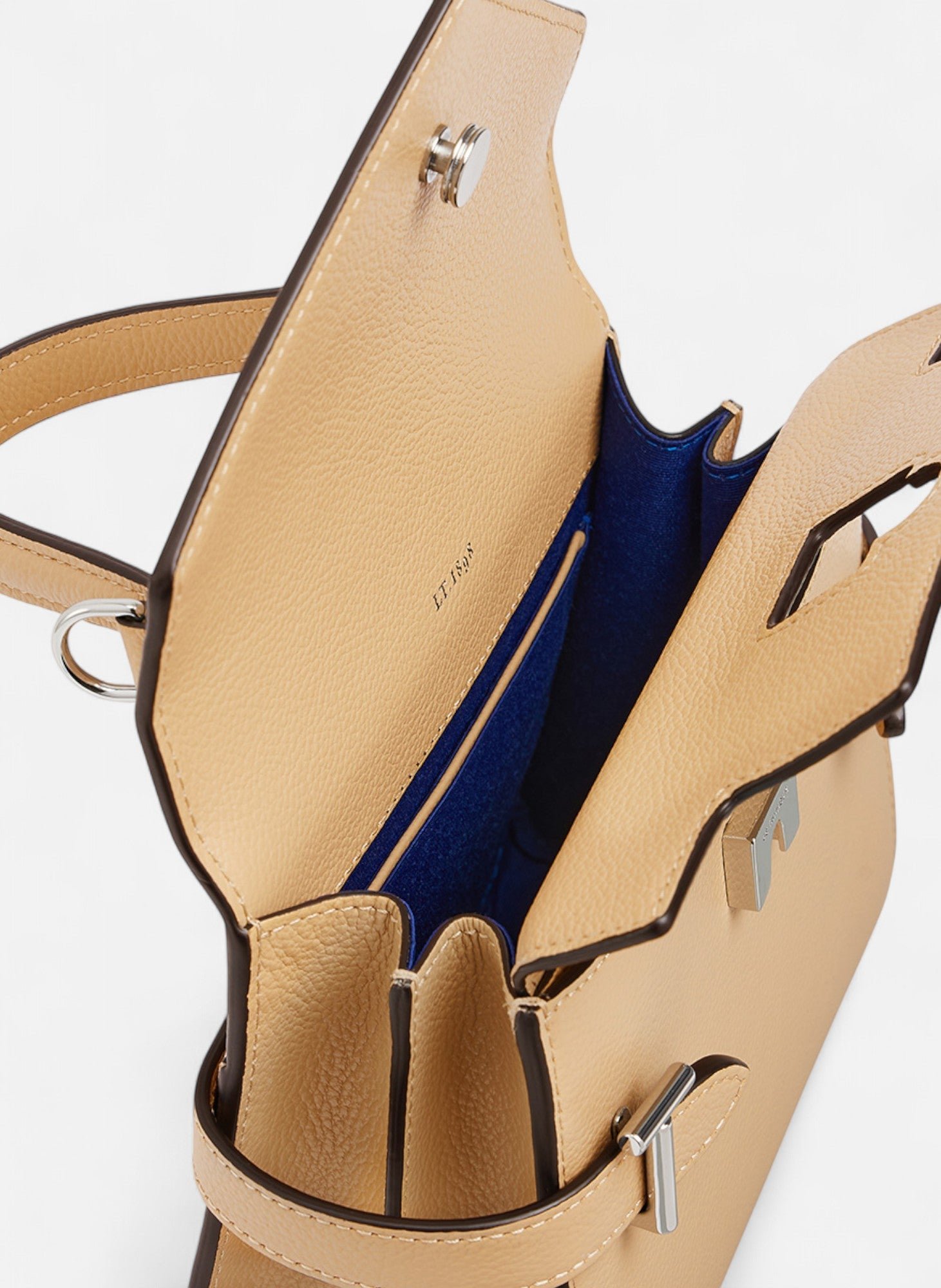 Petit sac à main double rabat emilie en cuir grainé LE TANNEUR Beige