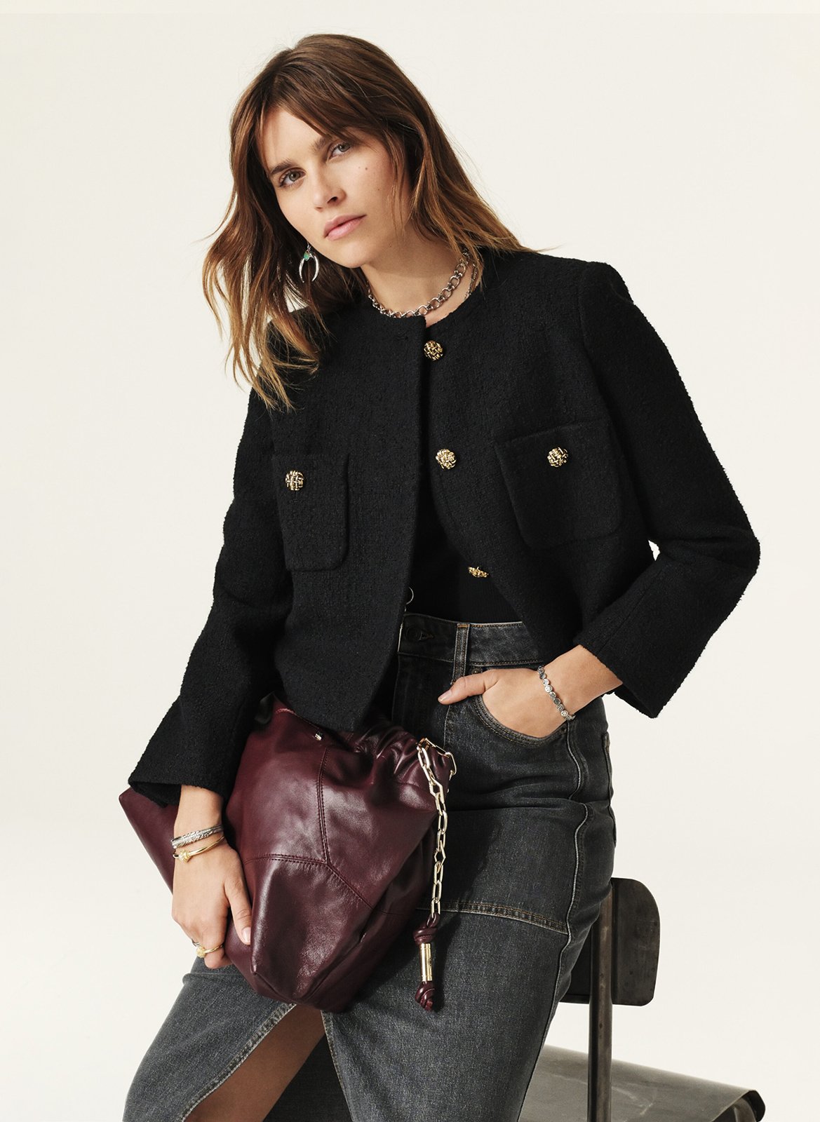 Veste courte en coton mélangé meredith BA&SH Noir