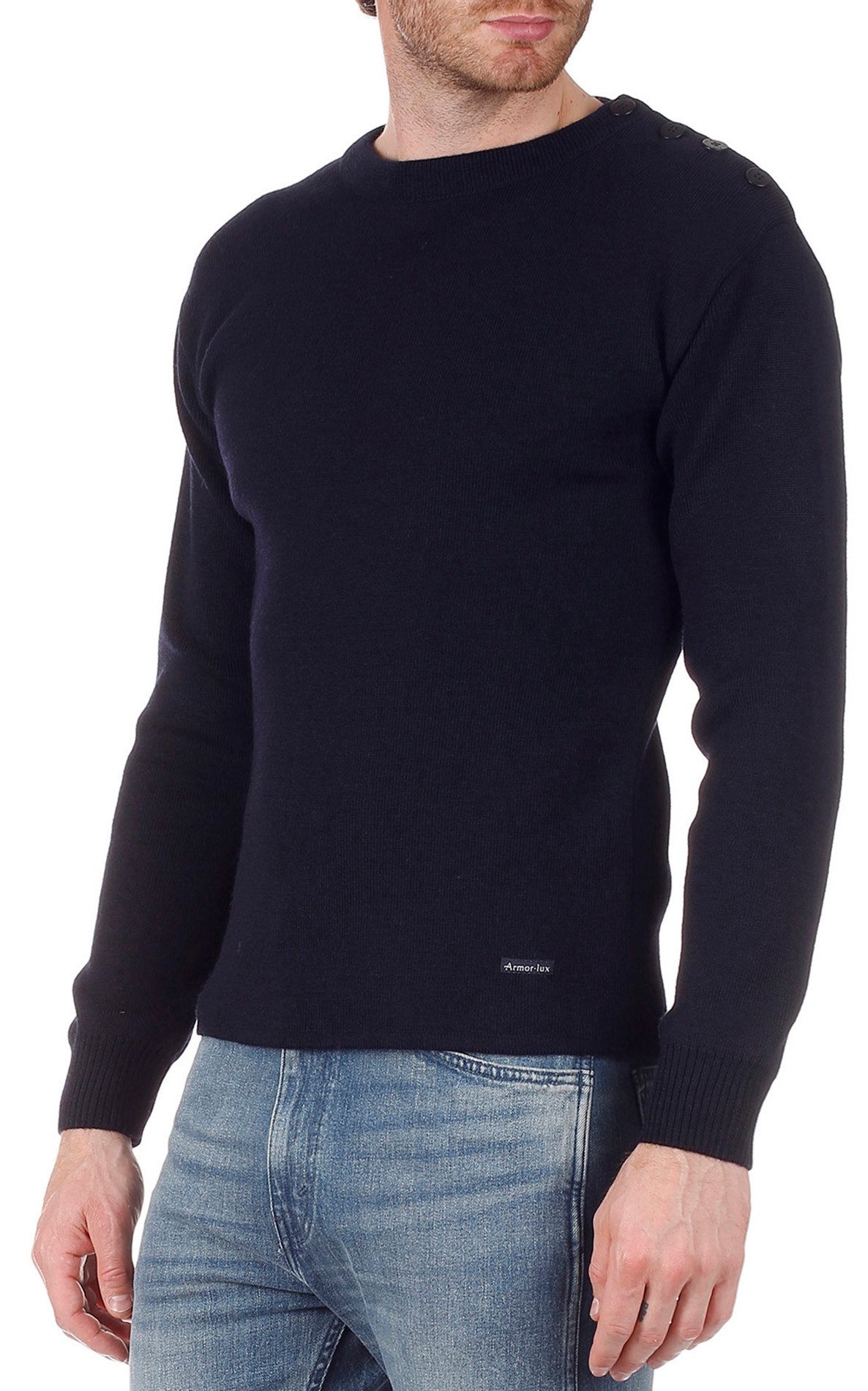 Pull col rond regular-fit en laine ARMOR-LUX Bleu