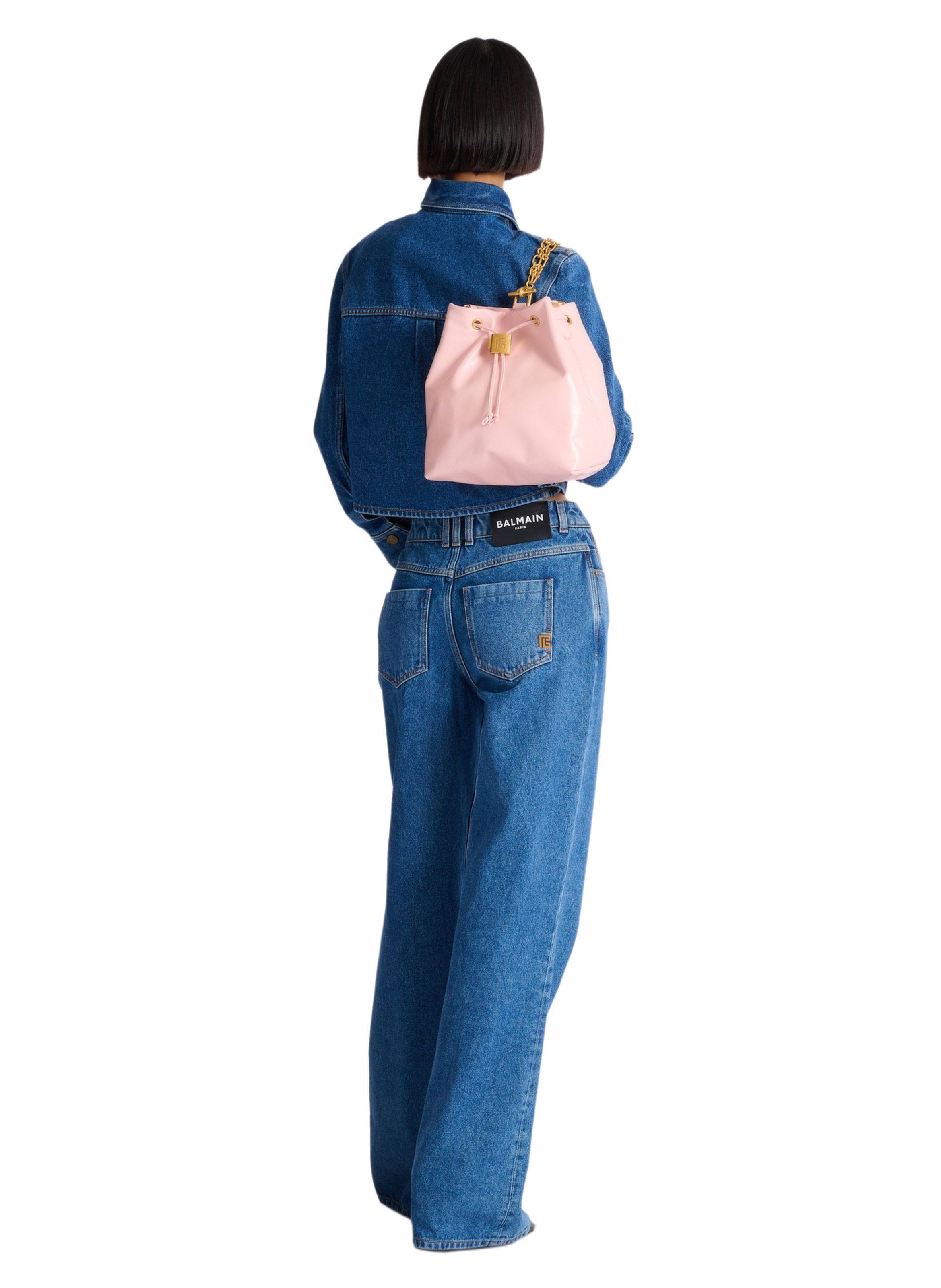 Sac à dos pulse en cuir de veau BALMAIN Rose