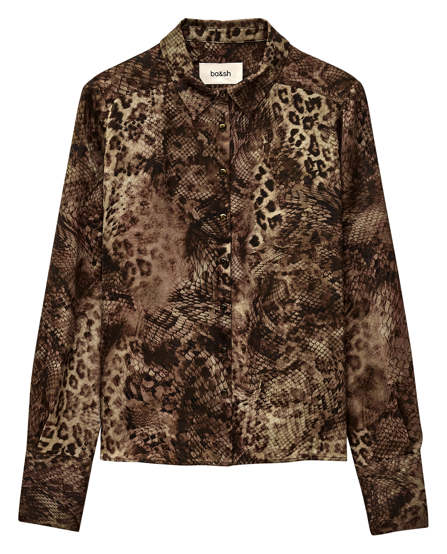 Chemise droite col classique imprimée cornelia BA&SH Kaki