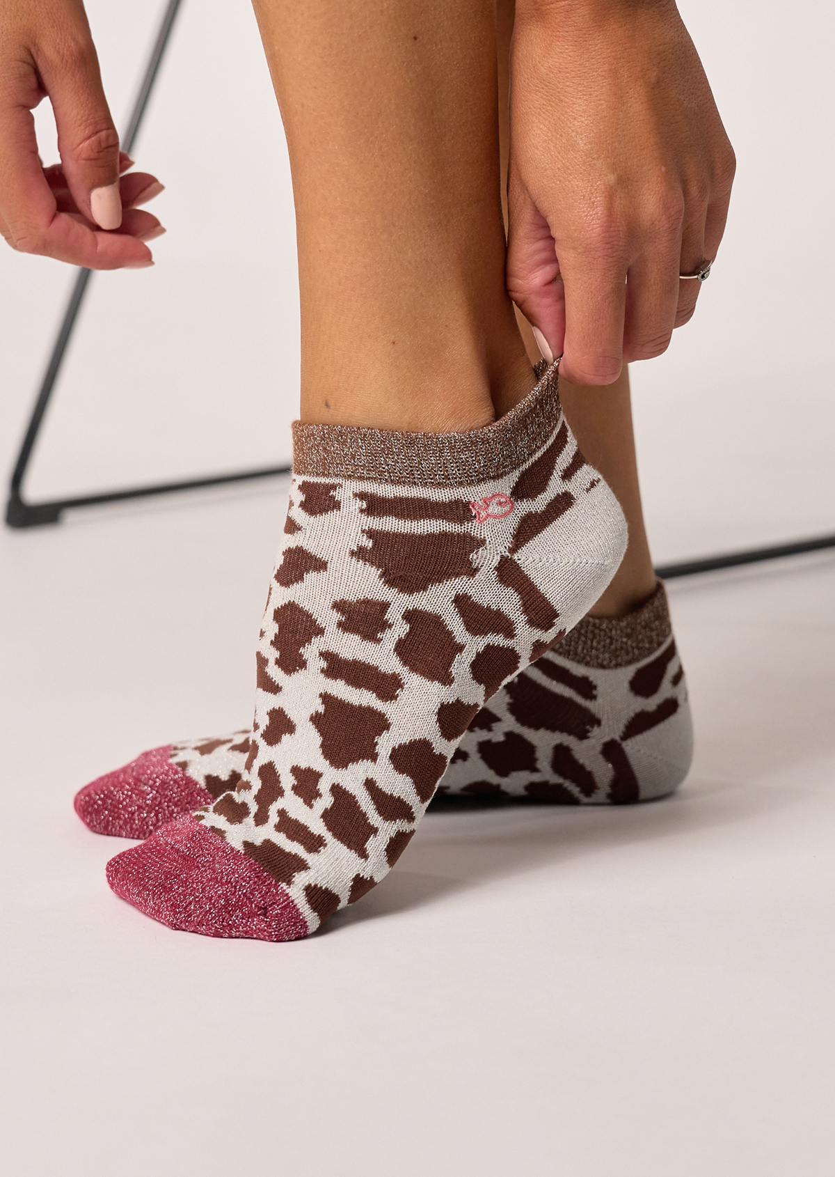 Socquettes en coton peigné vache BILLYBELT Marron