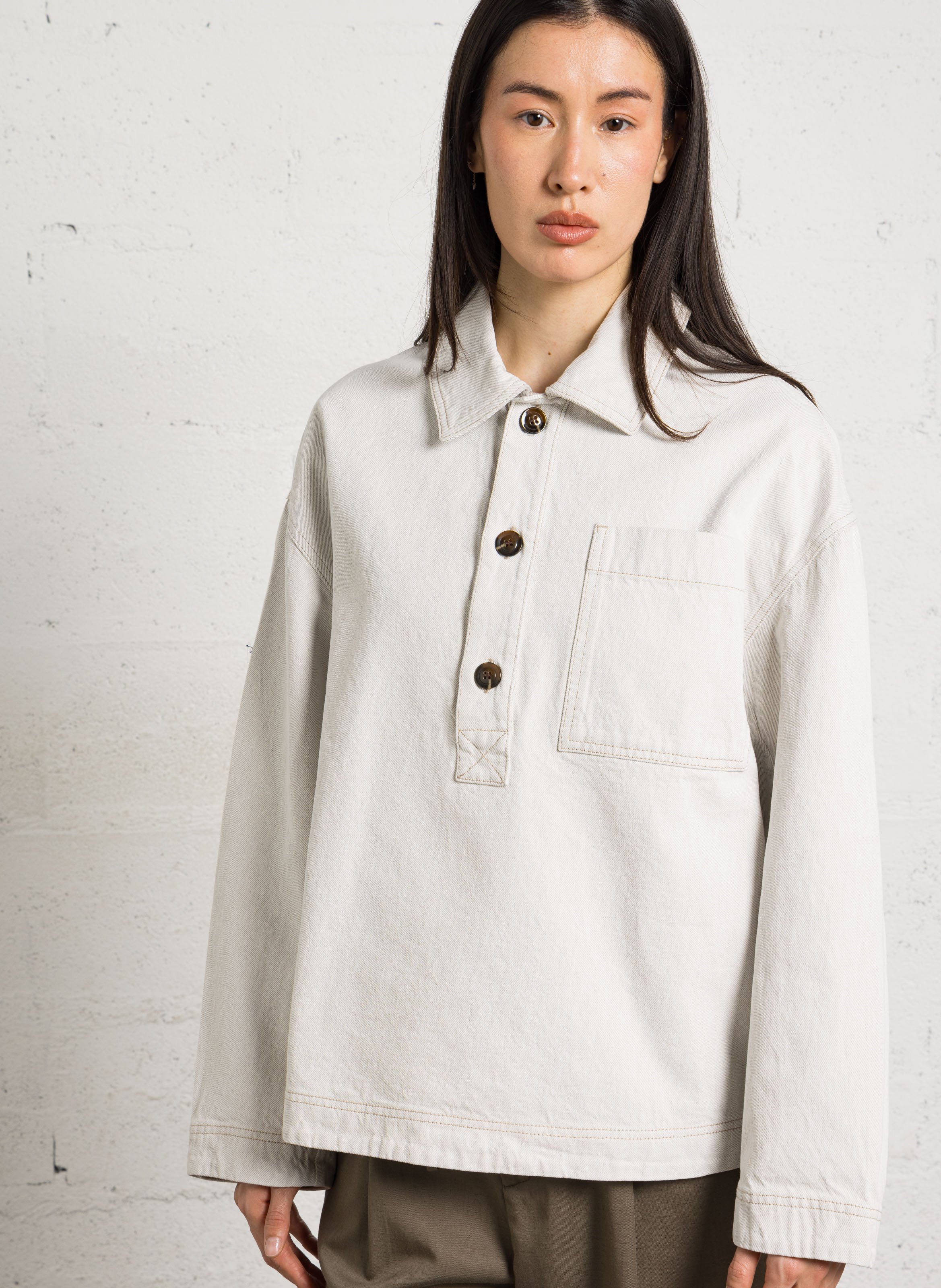 Surchemise ample en denim austin SOEUR Beige