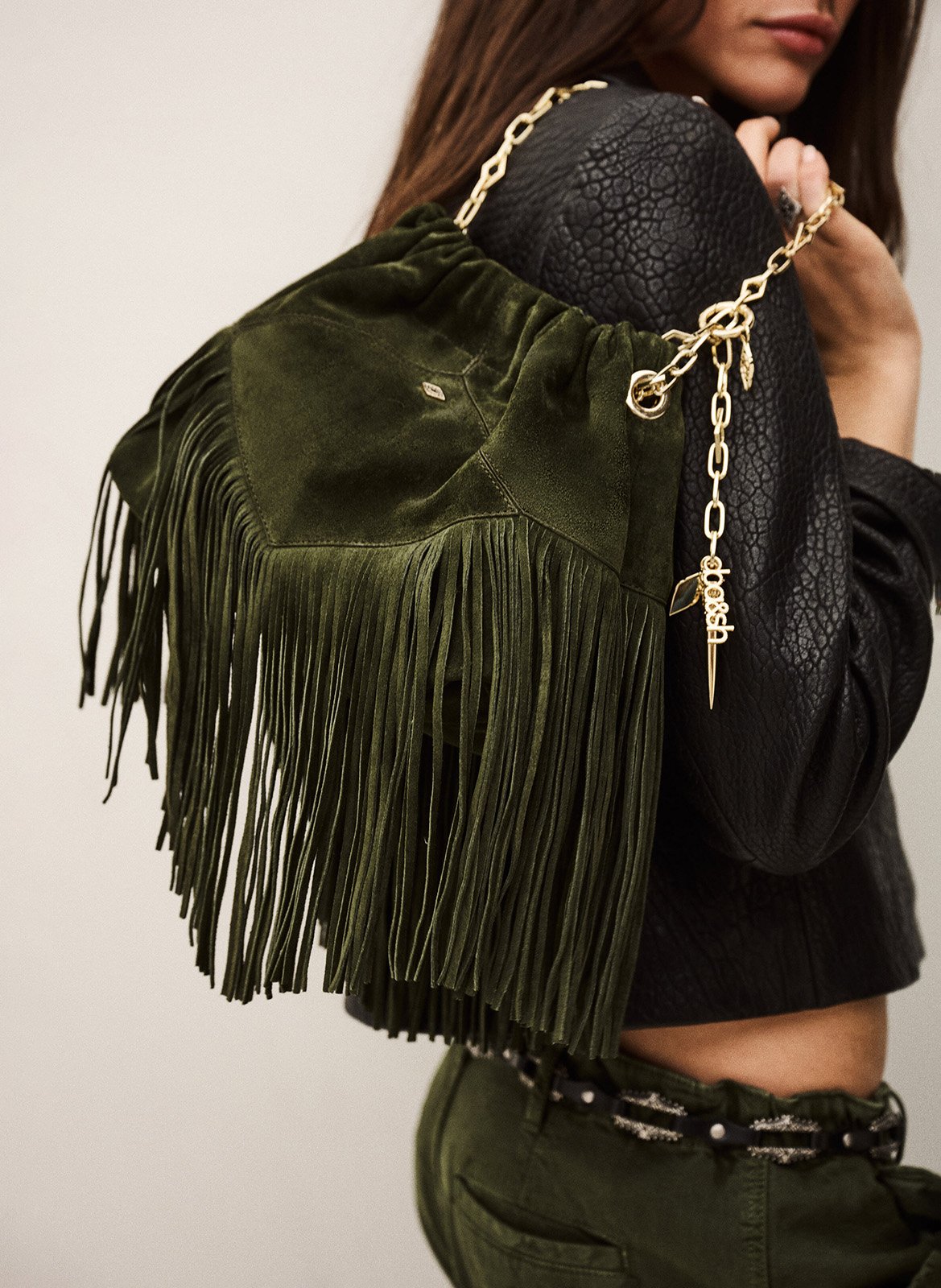Sac porté épaule en cuir mini june tote BA&SH Vert