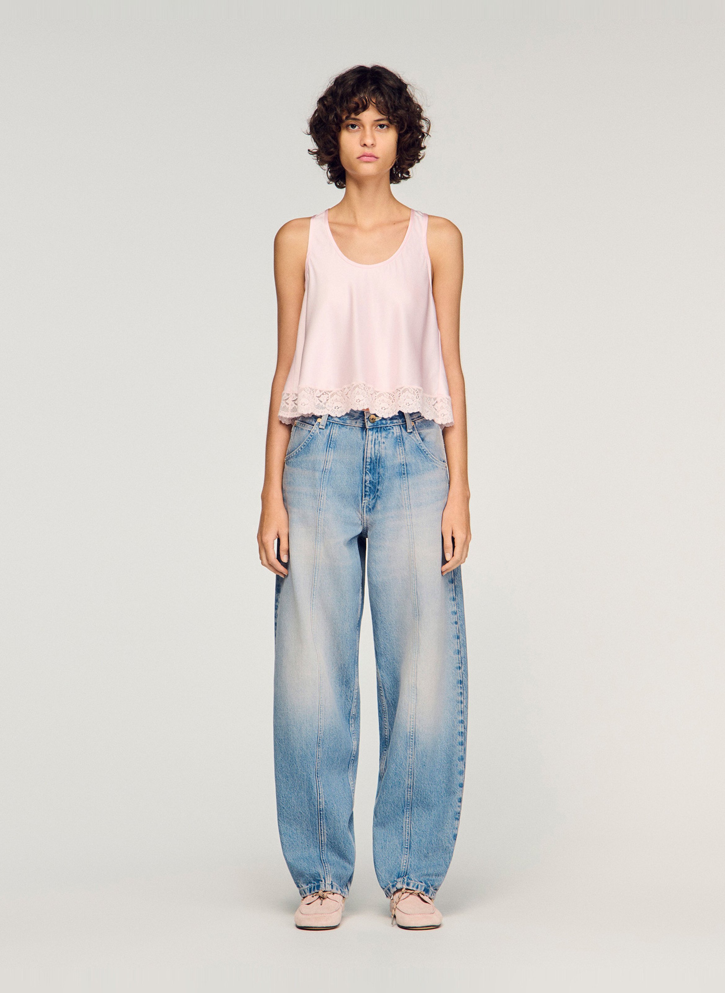 Jean large en coton SANDRO Bleu