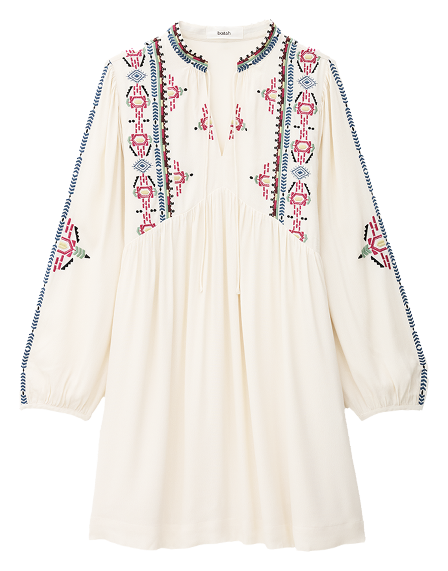 Robe courte ample brodée telma BA&SH Beige