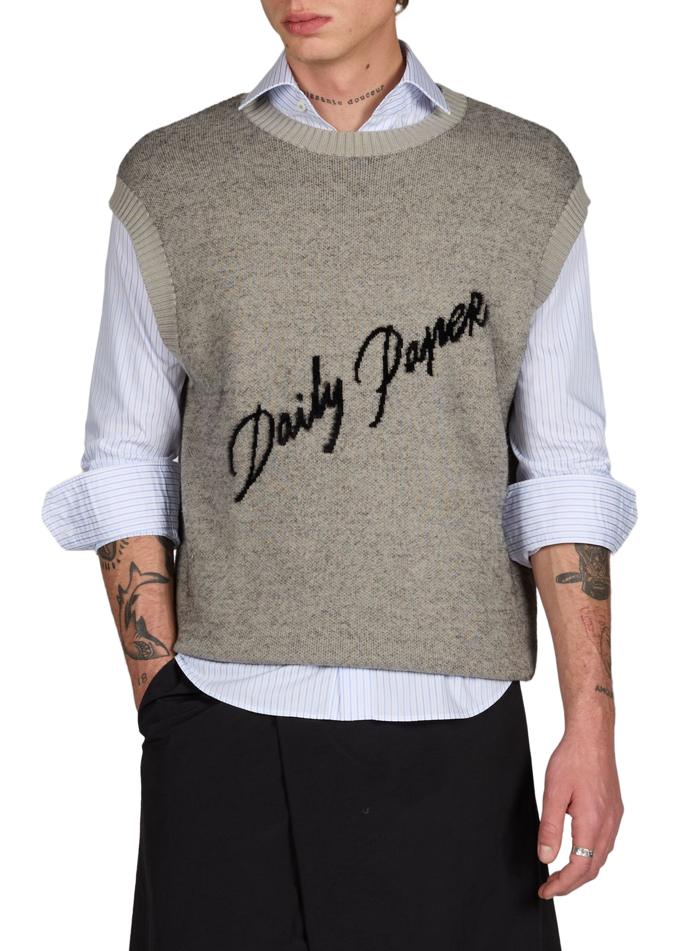 Oversized round neck cotton sweater DAILY PAPER Grey