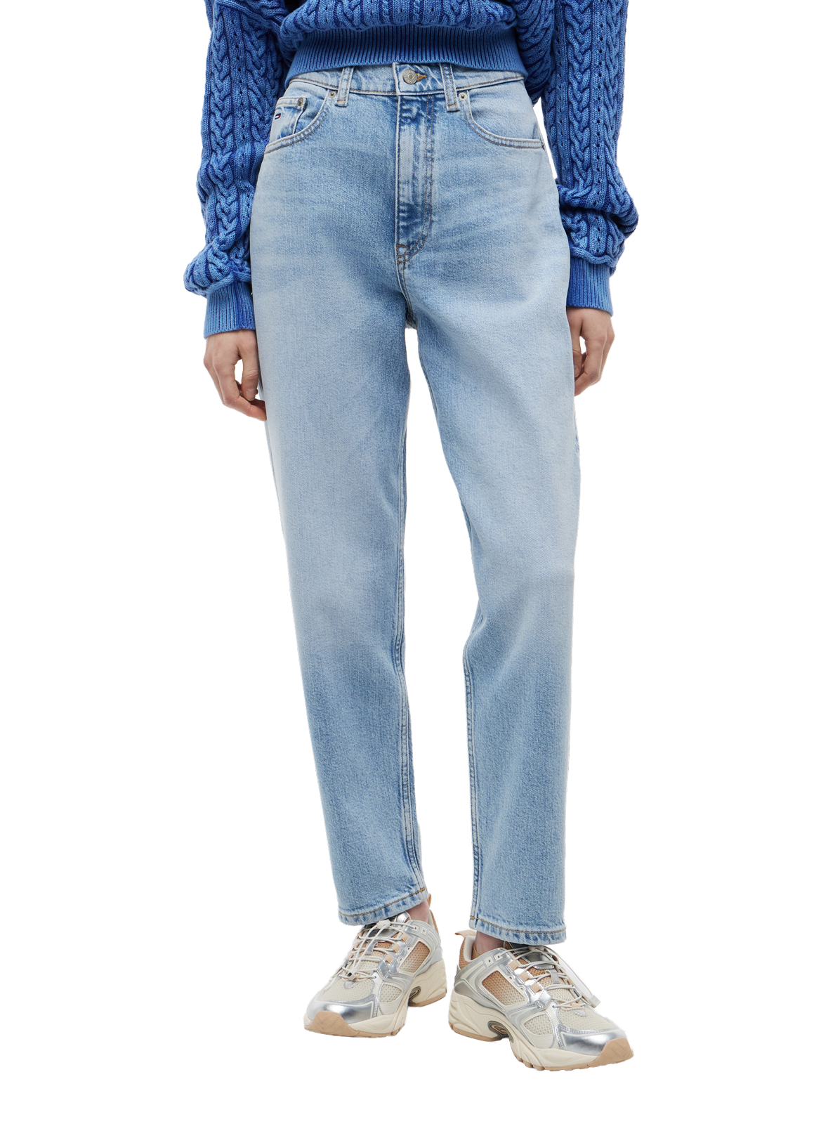 High-waisted Mom-Jeans aus Baumwollmischung TOMMY HILFIGER Blau