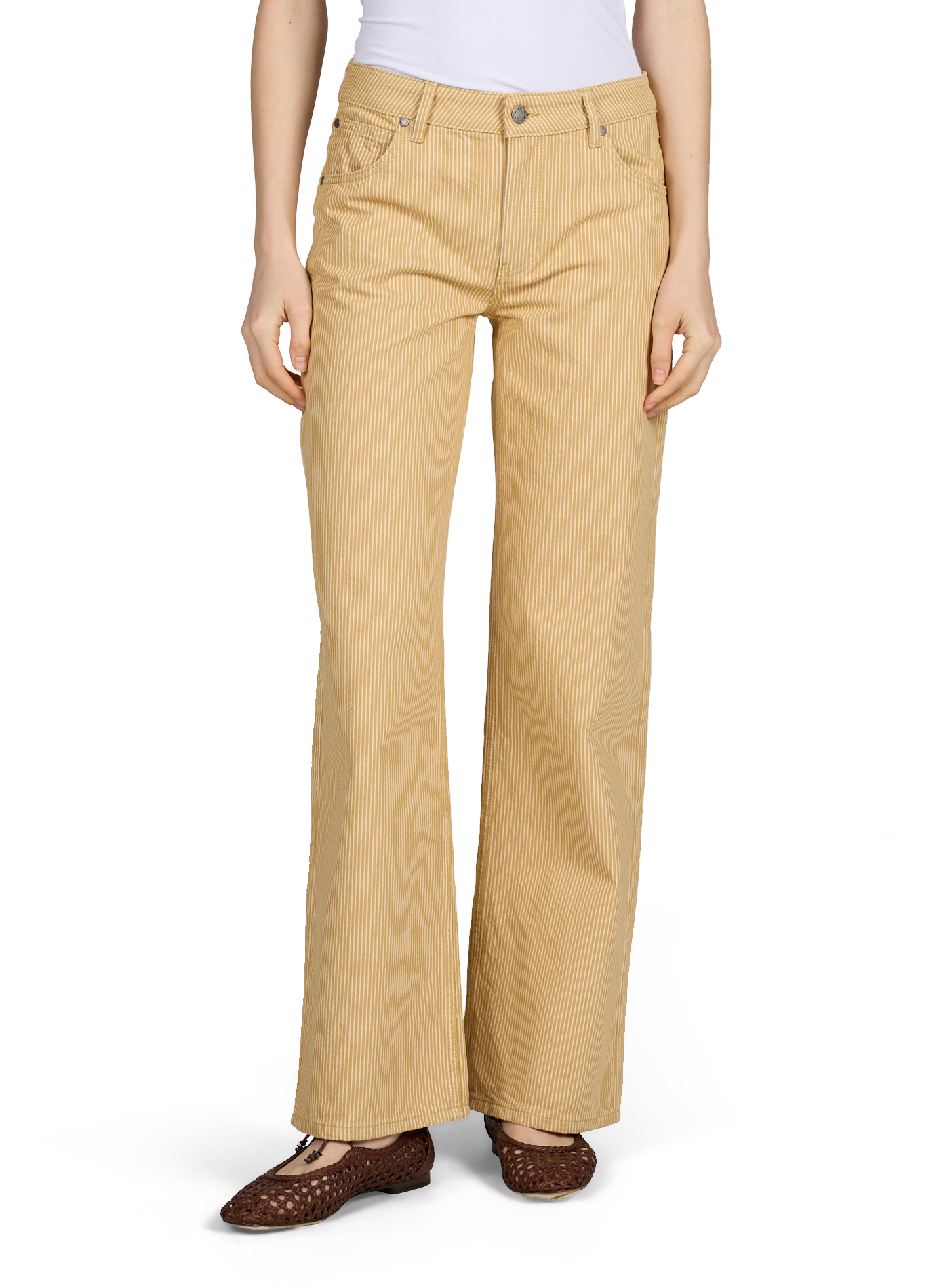 Pantalon large à rayures THINKING MU Beige