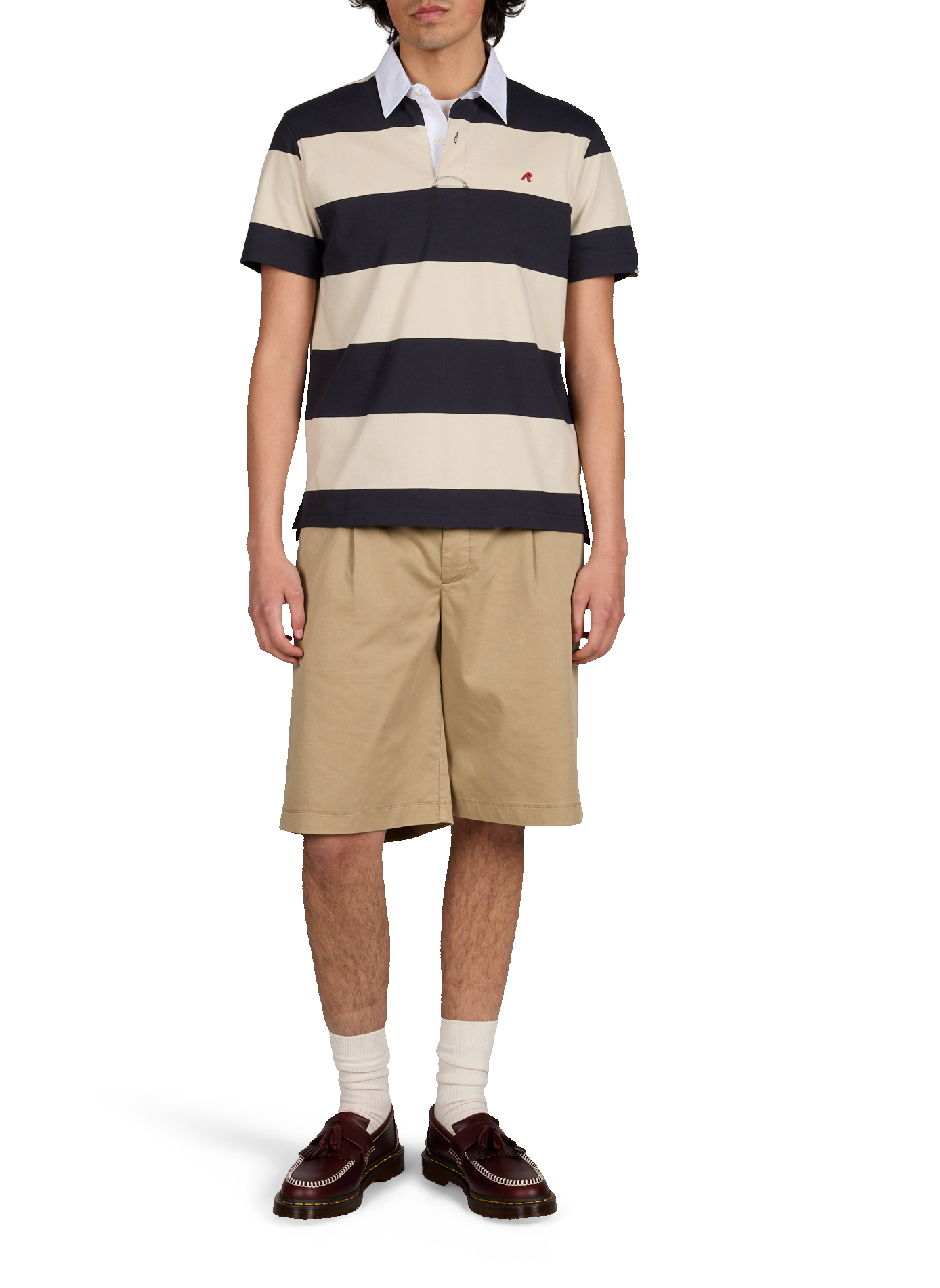 Short-sleeved striped cotton polo REPLAY Blue