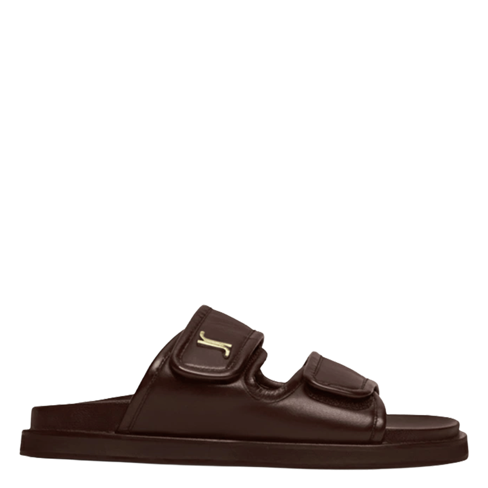 Sandales plates en cuir win  Marron fonce