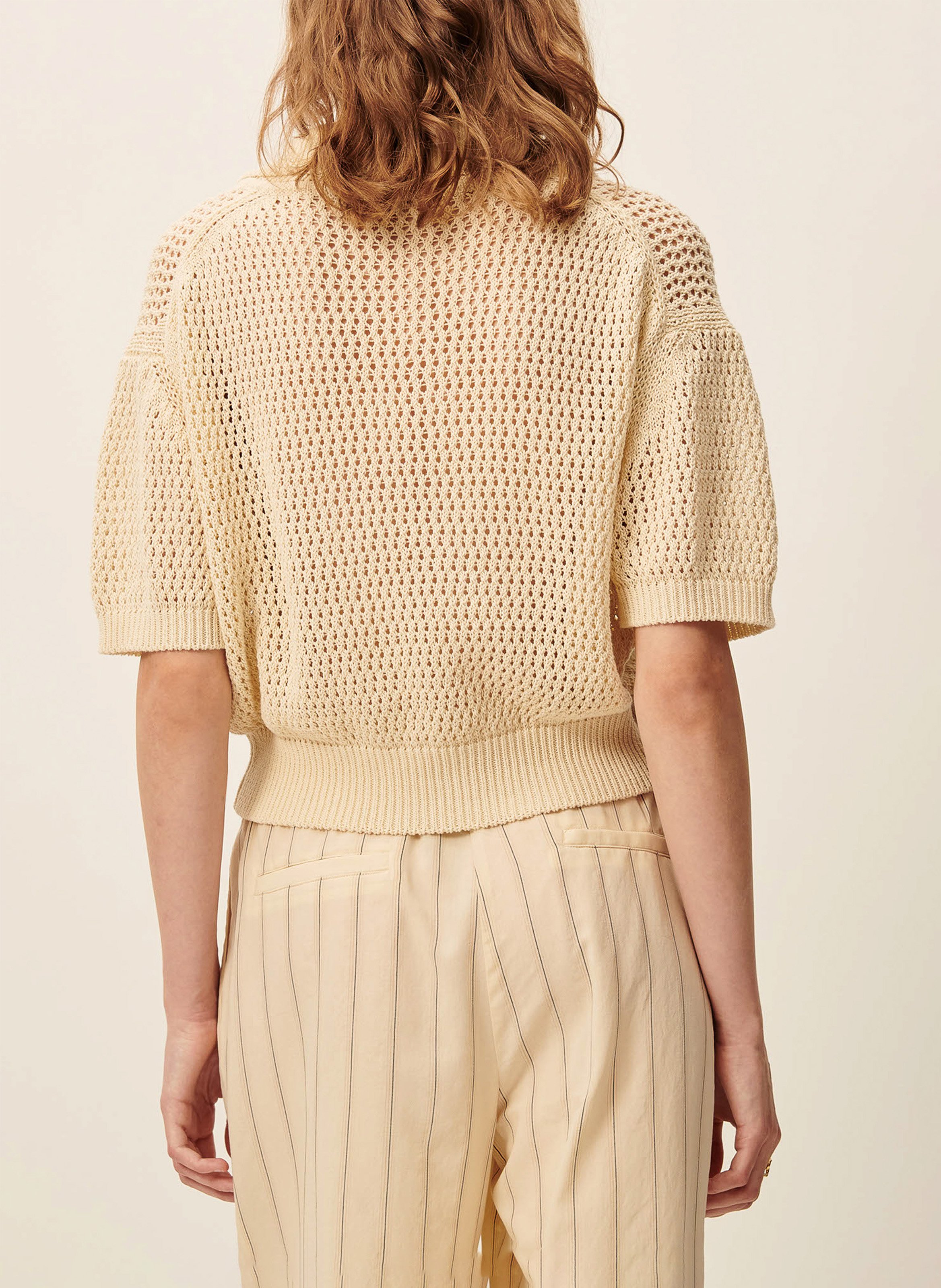 Polo en maille court en coton horizonte SESSUN Beige