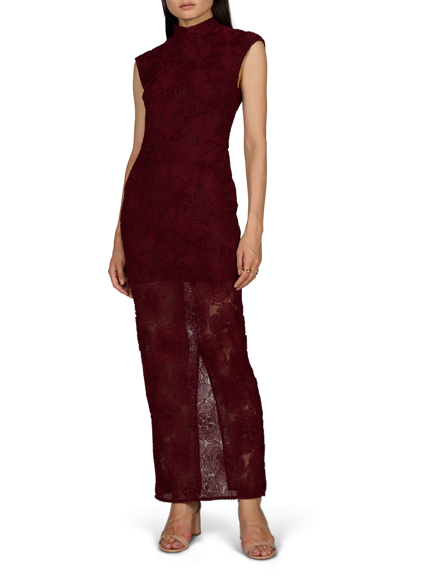 High collar maxi dress ROTATE Red