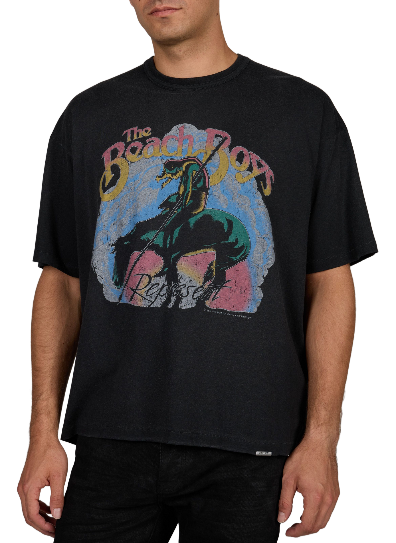 Tee-shirt droit sérigraphié REPRESENT Noir