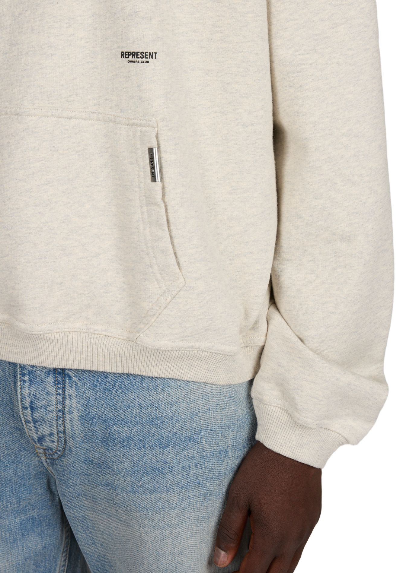 Oversized hooded sweatshirt in mottled cotton REPRESENT Beige