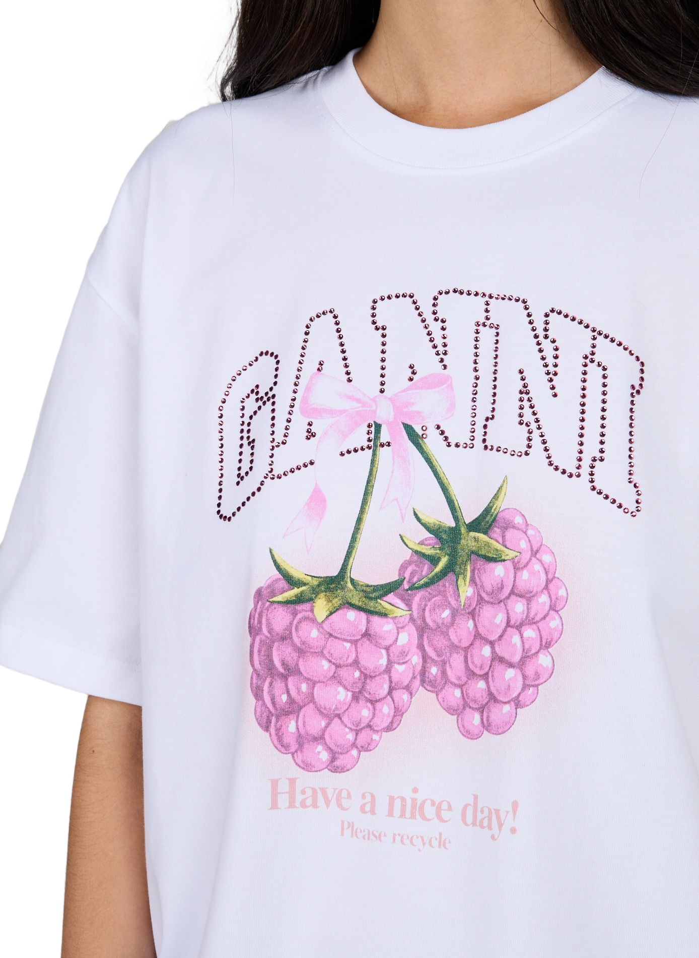 Printed Baby Fit Cotton T-shirt GANNI White