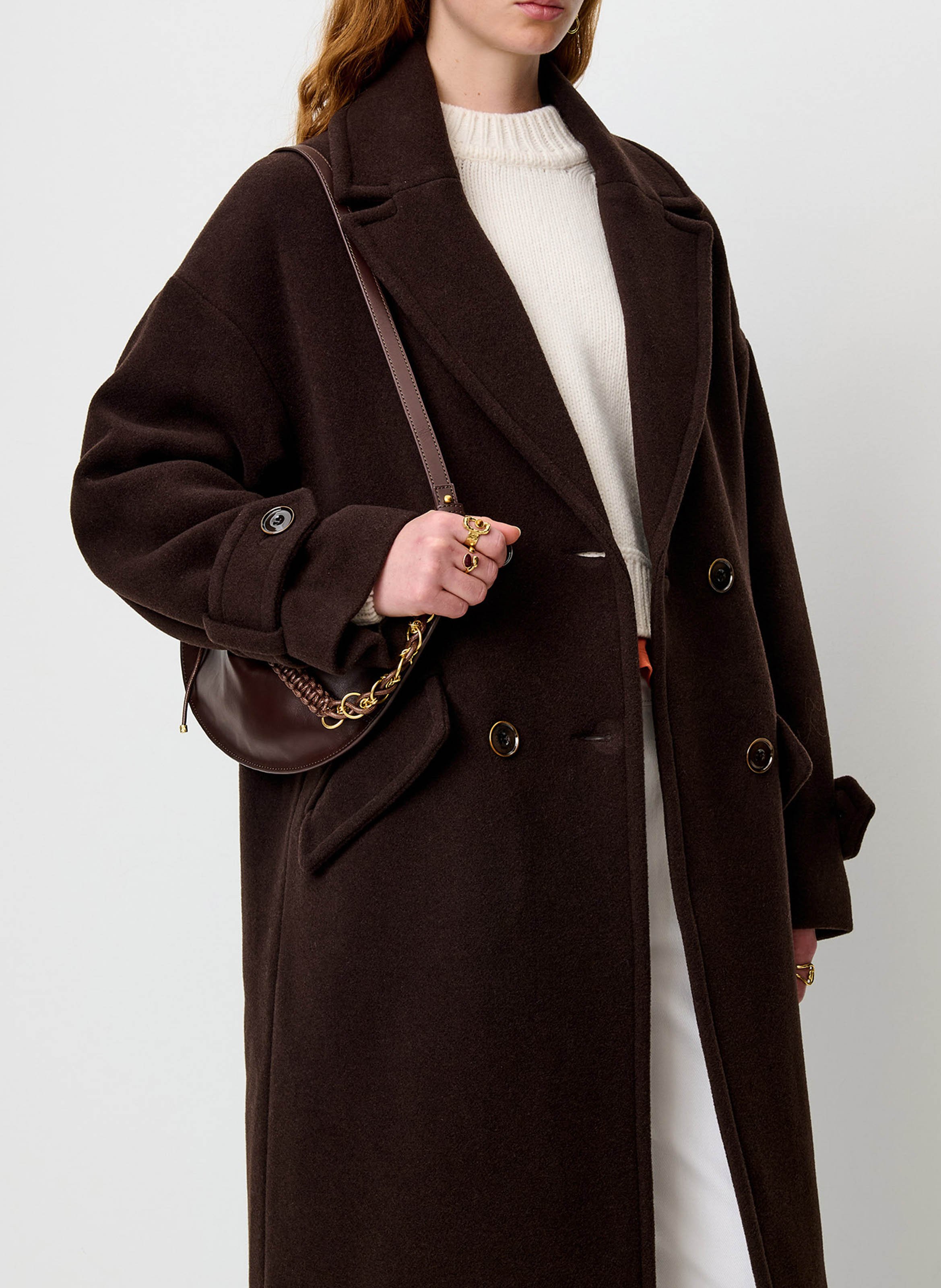 Manteau droit col tailleur en laine mélangée mia SESSUN Marron