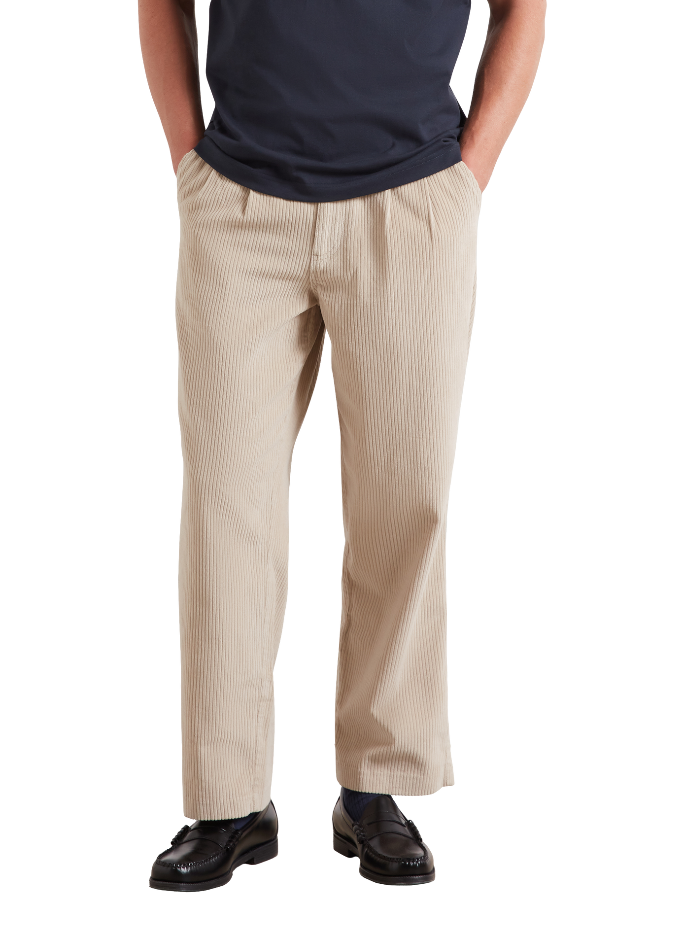 Straight corduroy cotton trousers FARAH Beige