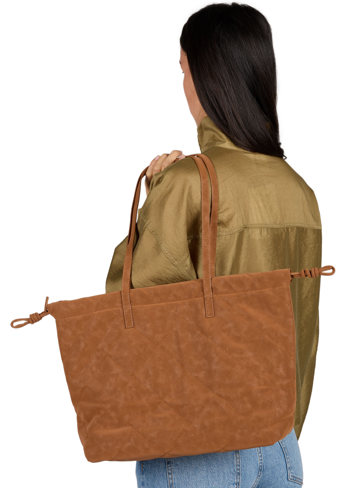 Handtasche mit mattem gestepptem Effekt AU PRINTEMPS PARIS Braun