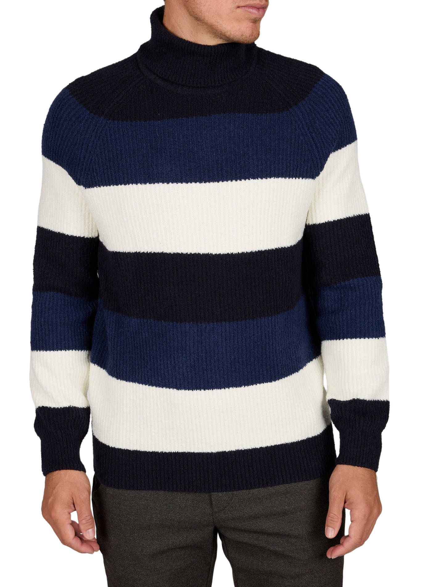 Rollkragenpullover mit breiten Streifen STRELLSON Blau