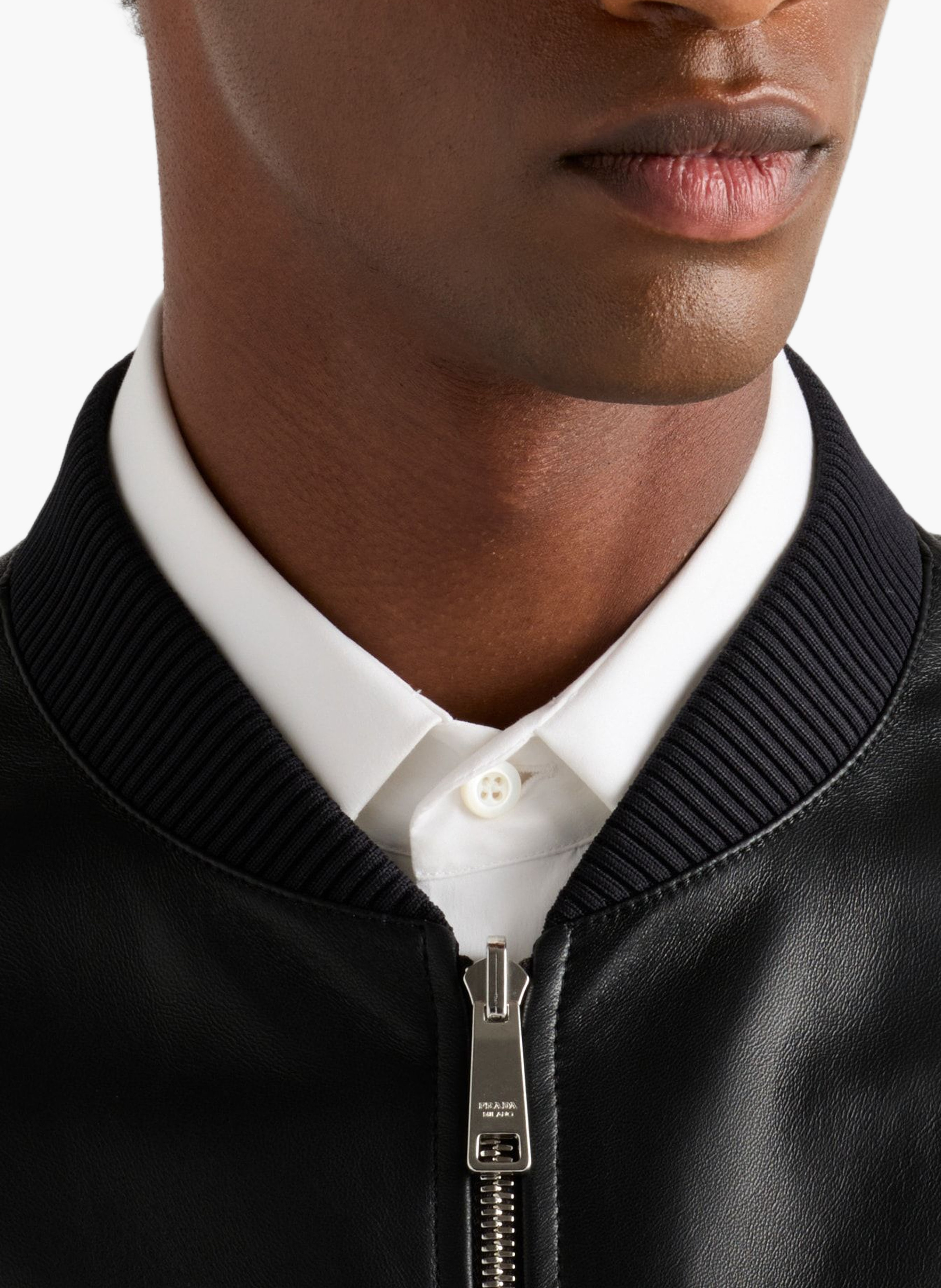 Bomber en cuir nappa PRADA Noir