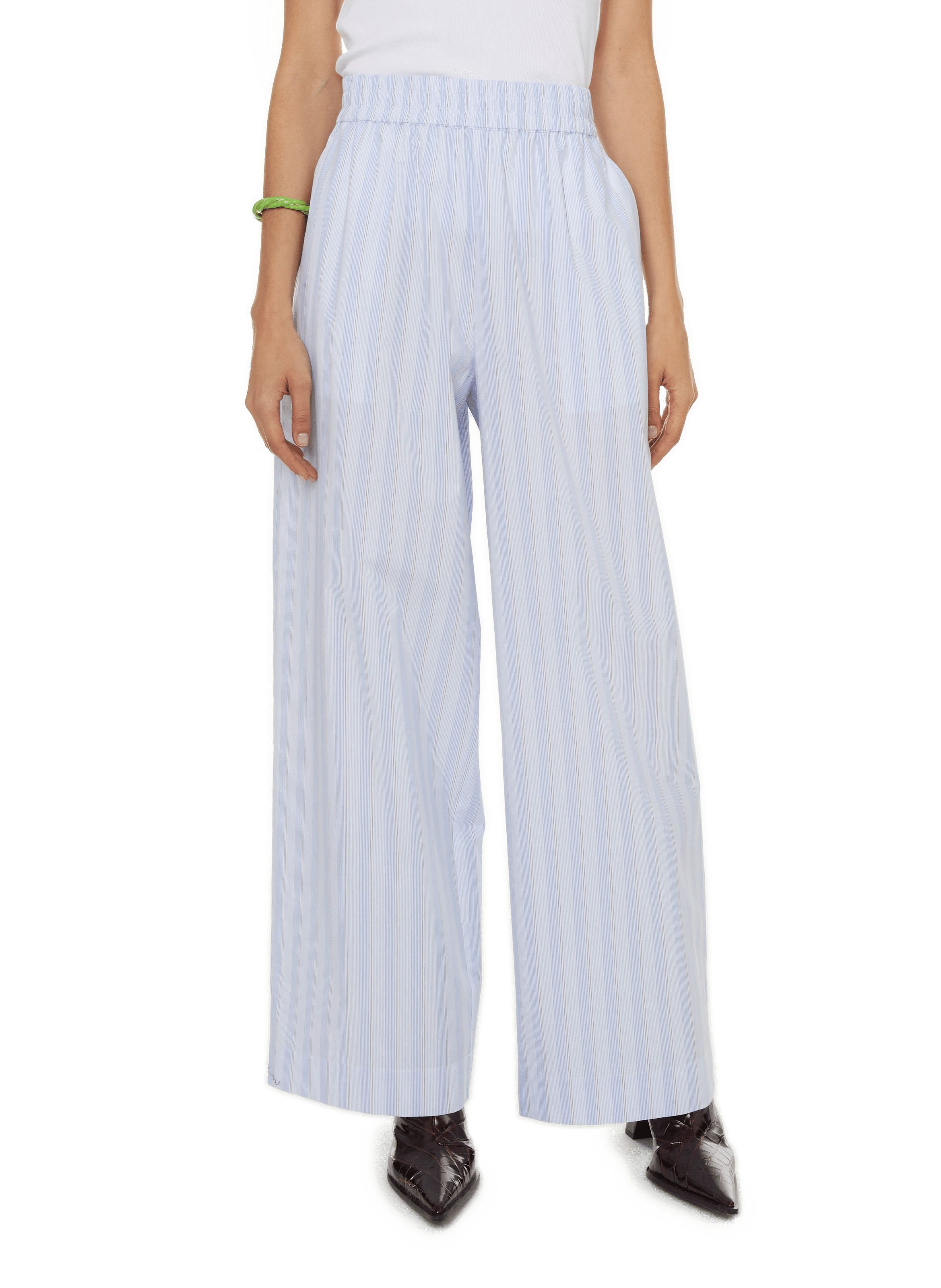 REMAIN Pantalon à rayures en coton Bleu