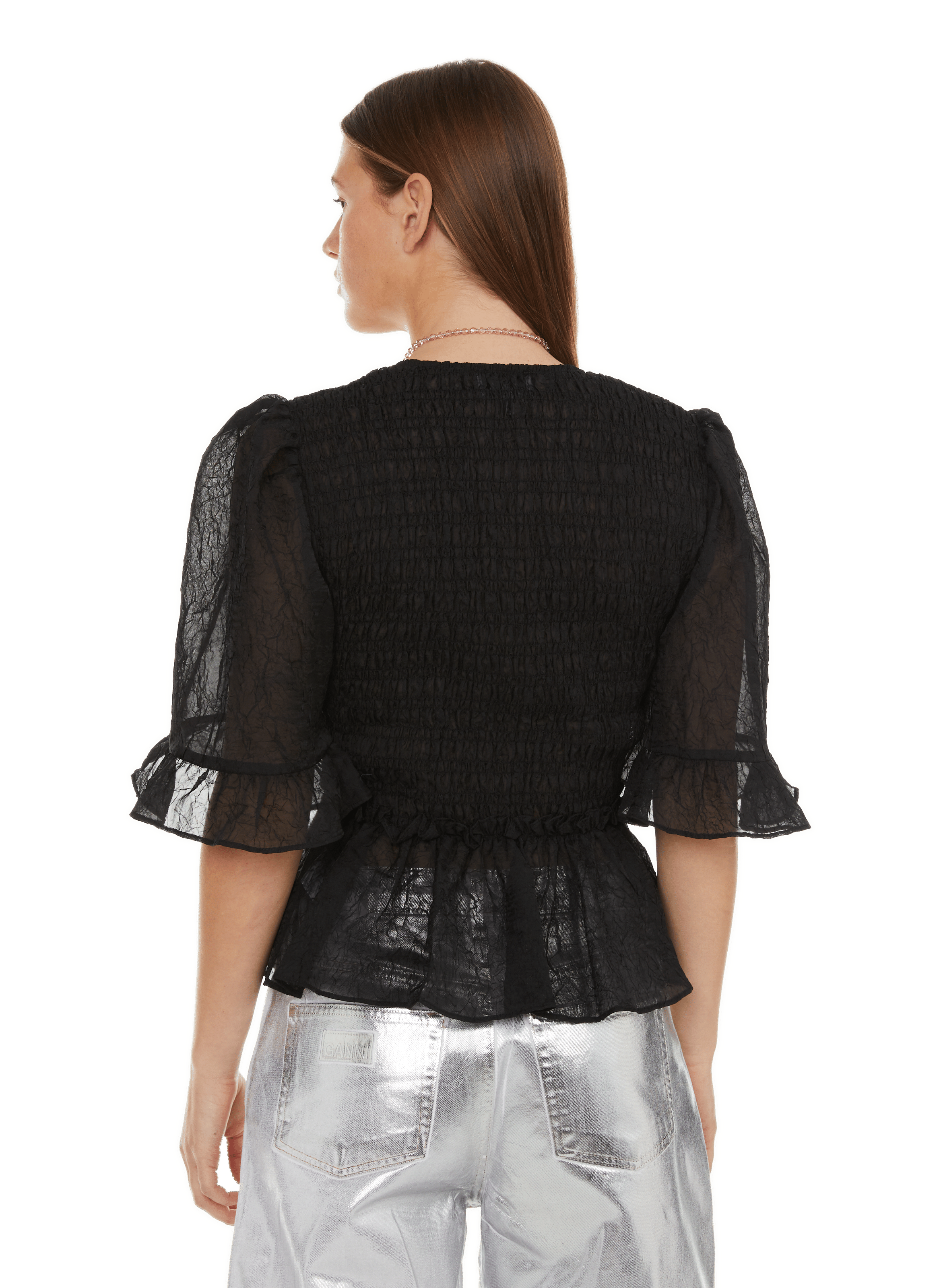 Blouse à volants  GANNI Noir