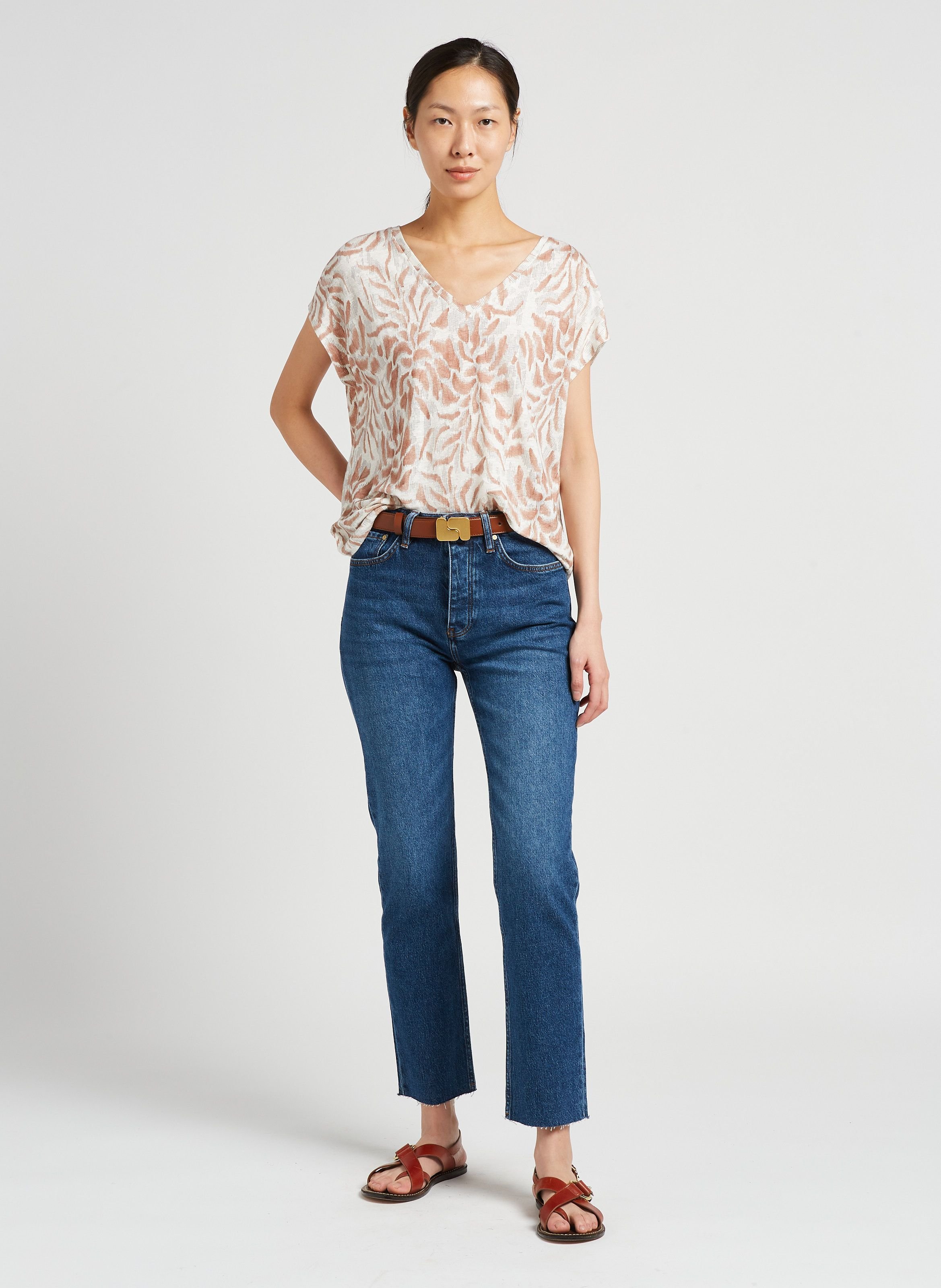 Ceinture en cuir glacé ninon SOEUR Marron