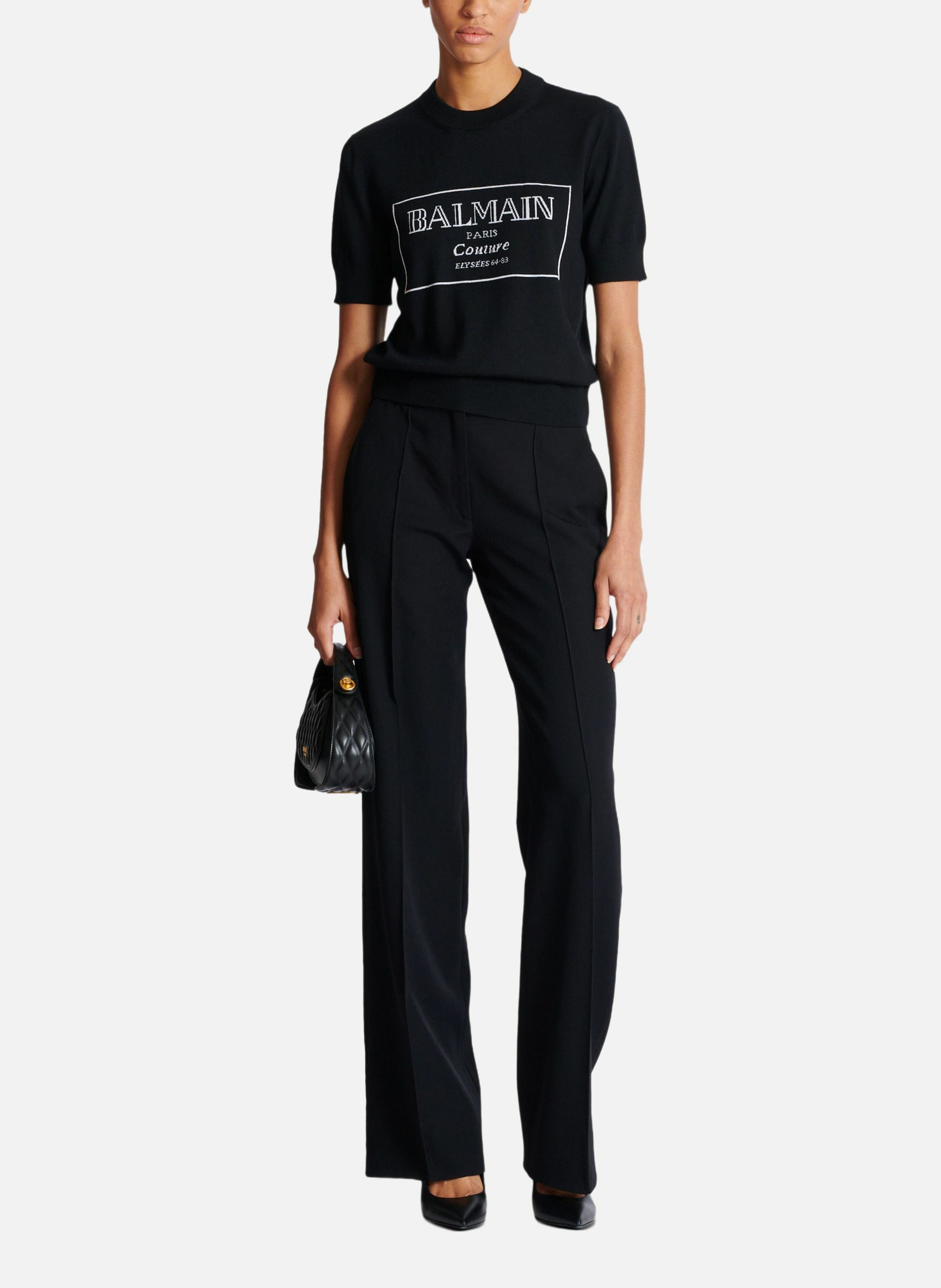 Top bicolore en maille balmain couture BALMAIN Noir