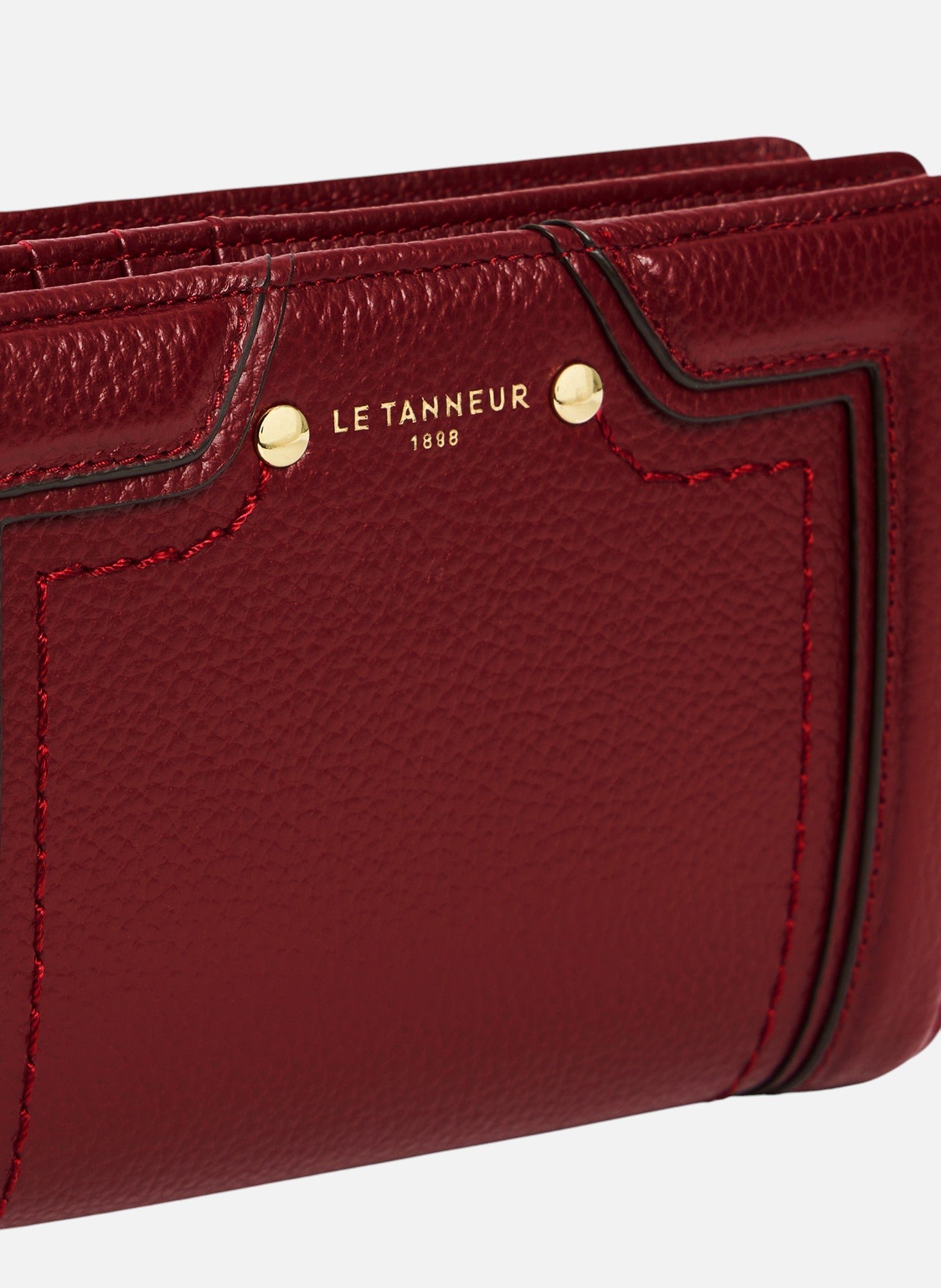 Portefeuille moyen modèle ella en cuir grainé LE TANNEUR Rouge