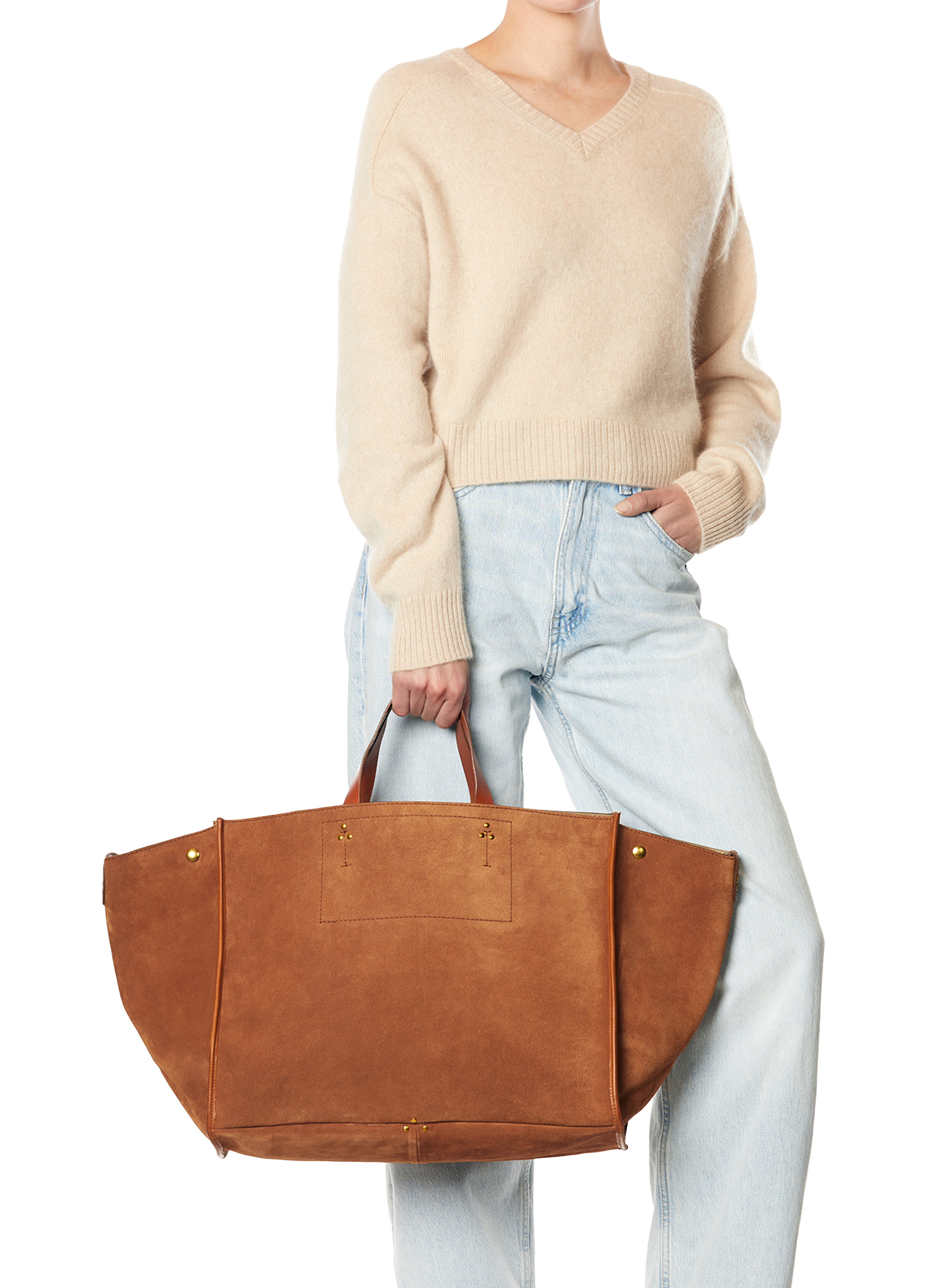 Sac cabas en cuir  JÉRÔME DREYFUSS Marron