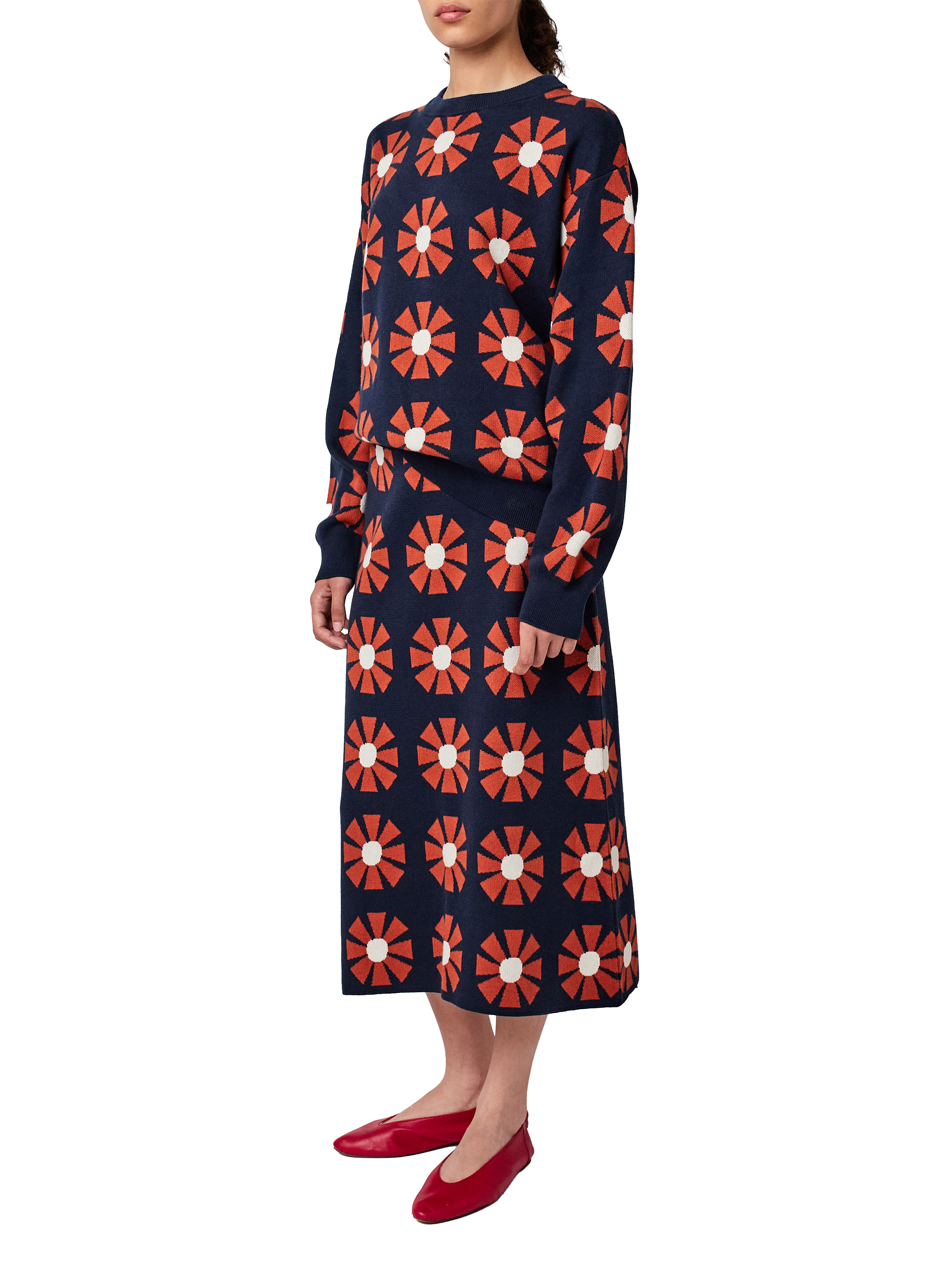 Jupe droite midi imprimée en coton BOBO CHOSES Bleu