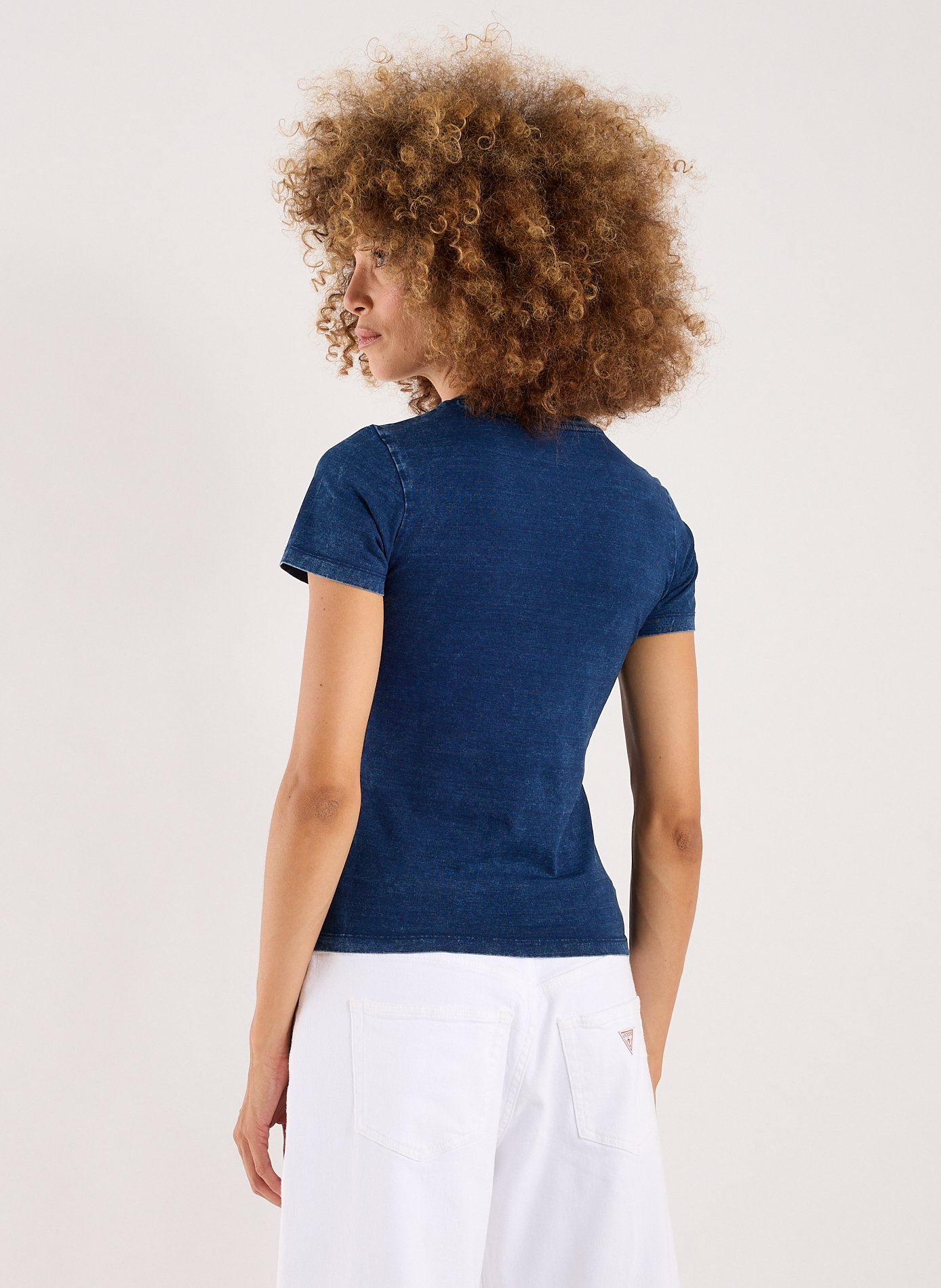 T-shirt délavé en coton mélangé GUESS Bleu