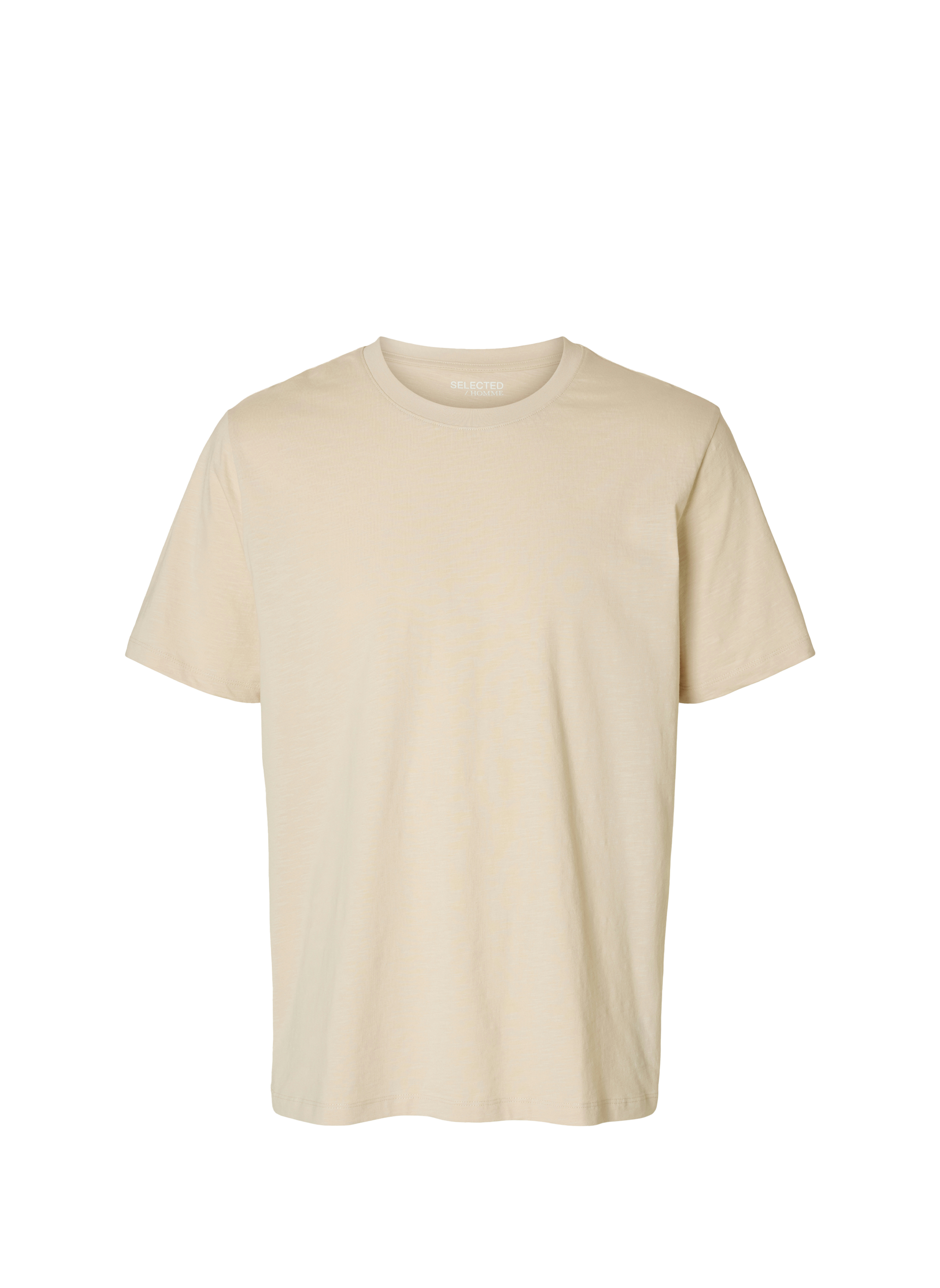 Straight-fit cotton T-shirt SELECTED Beige