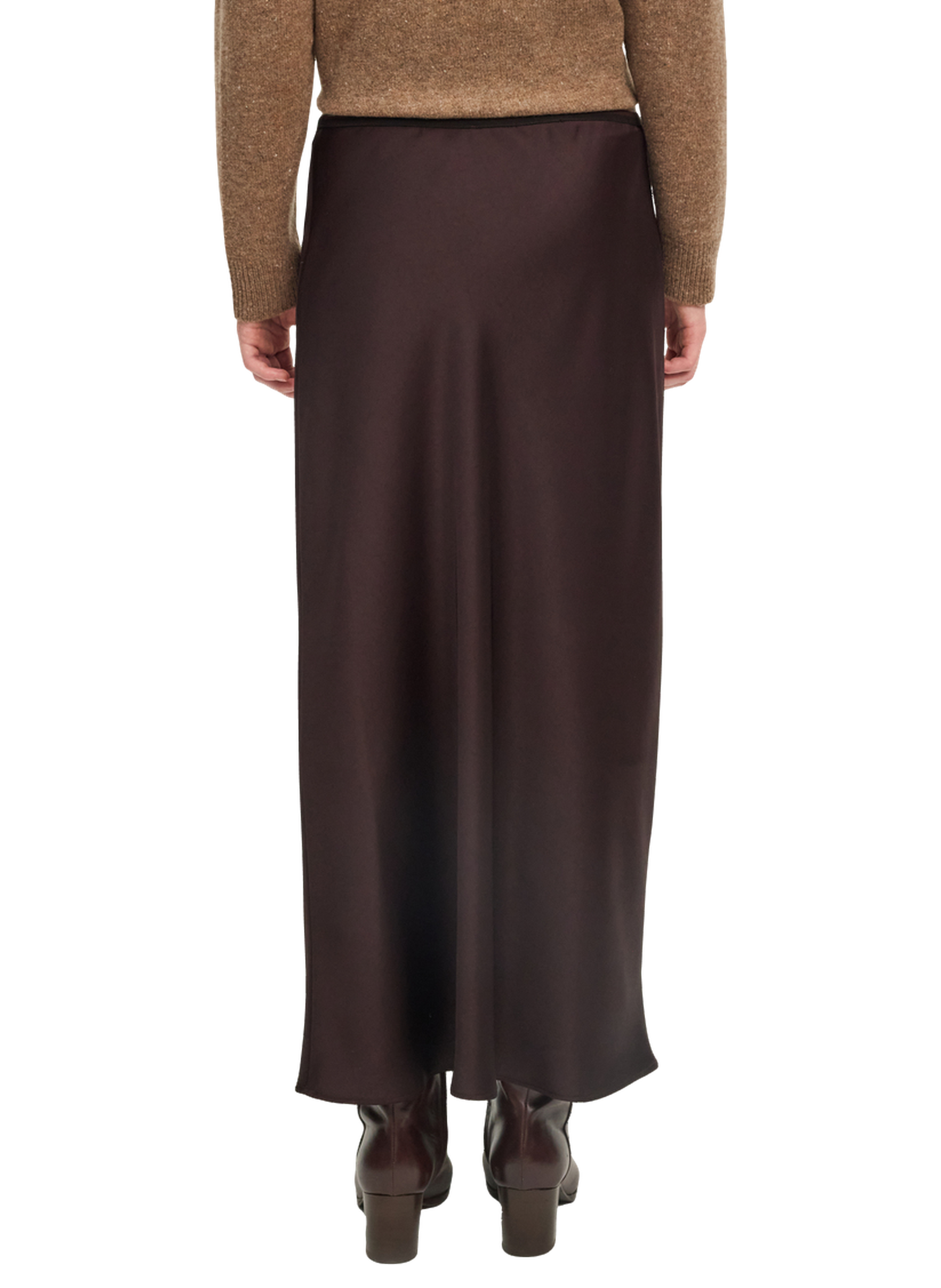 Jupe longue fluide satinée - bethany PABLO Marron