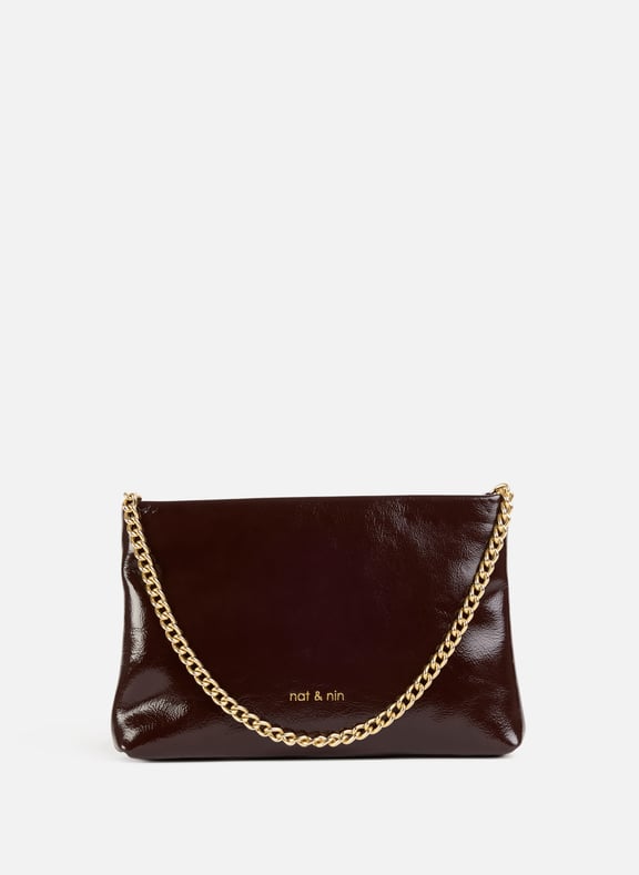 Molly chain clutch bag Brown by NAT & NIN NAT & NIN Molly chain clutch bag Brown