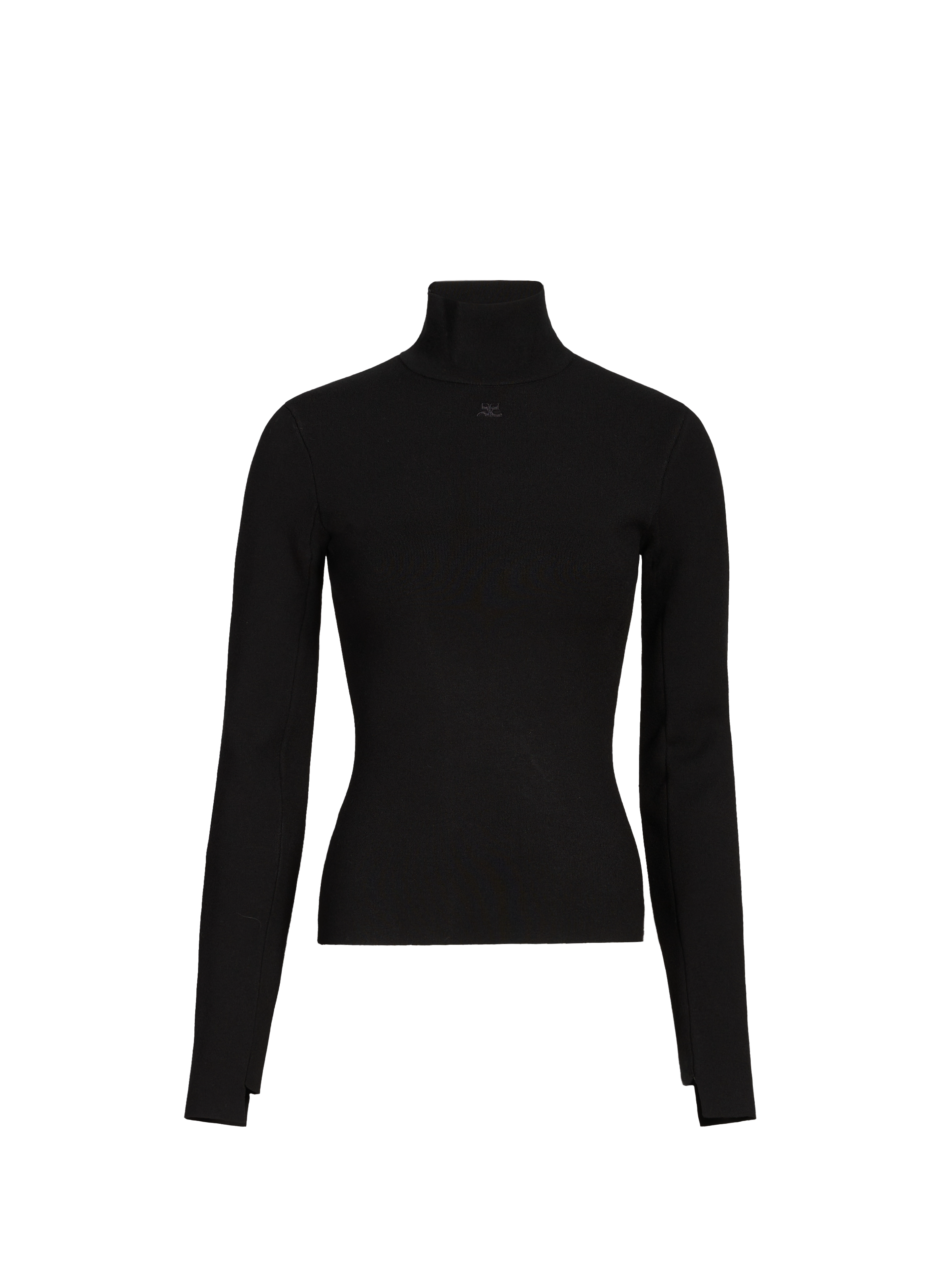 COURRÈGES Pull cintré col montant Noir