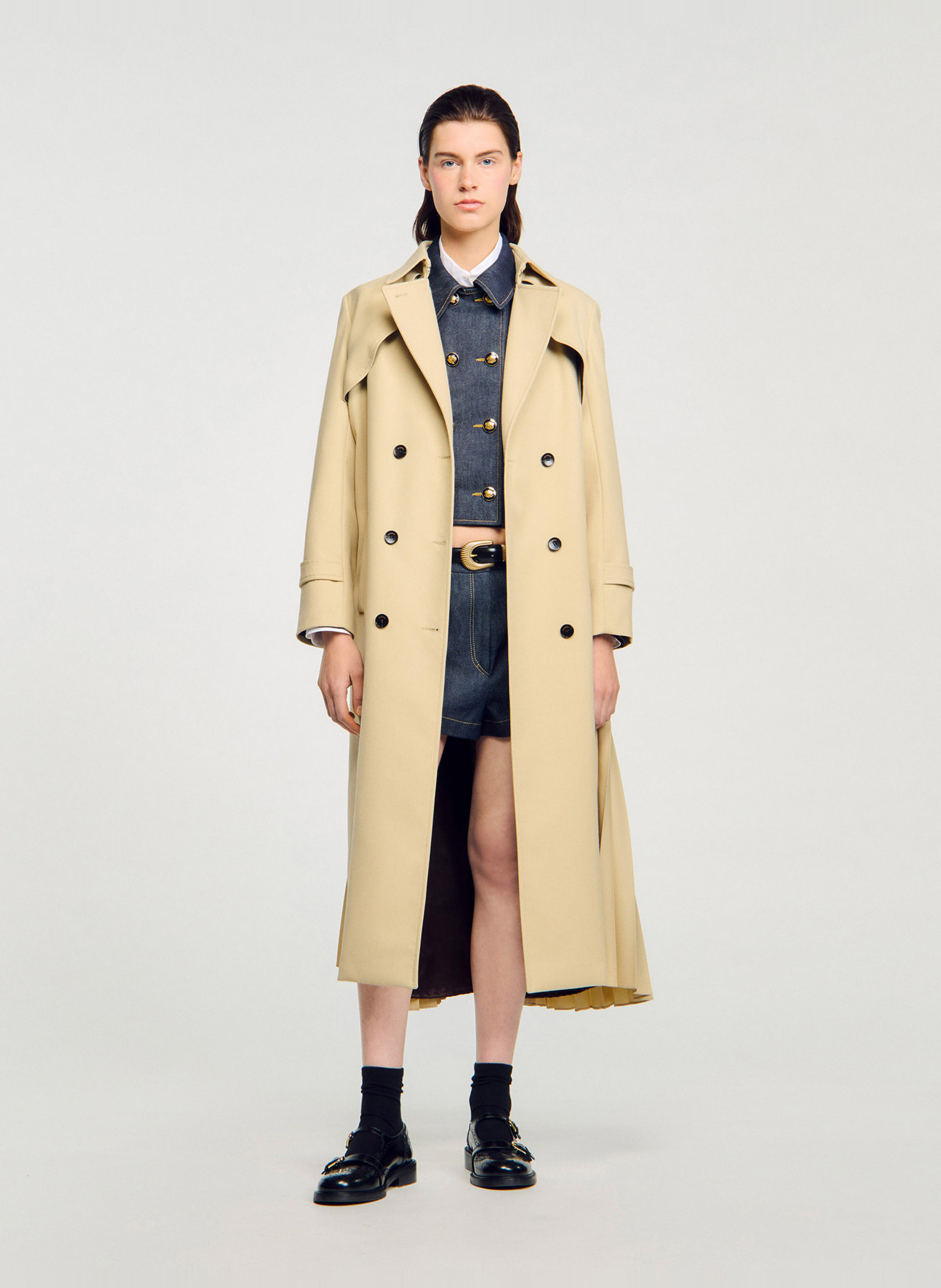 Trench oversize col tailleur SANDRO Beige