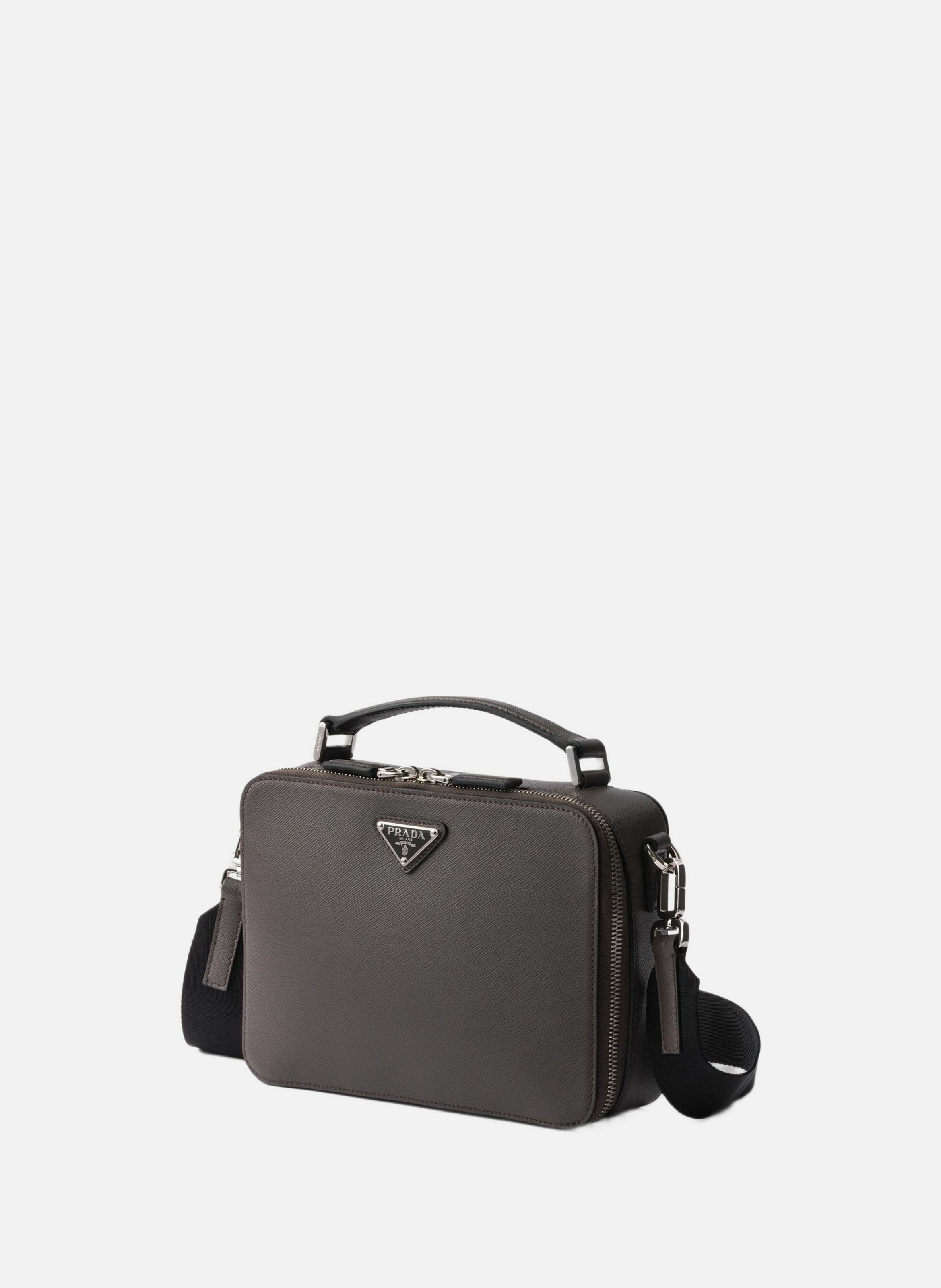 Sac prada brique en cuir saffiano PRADA Gris