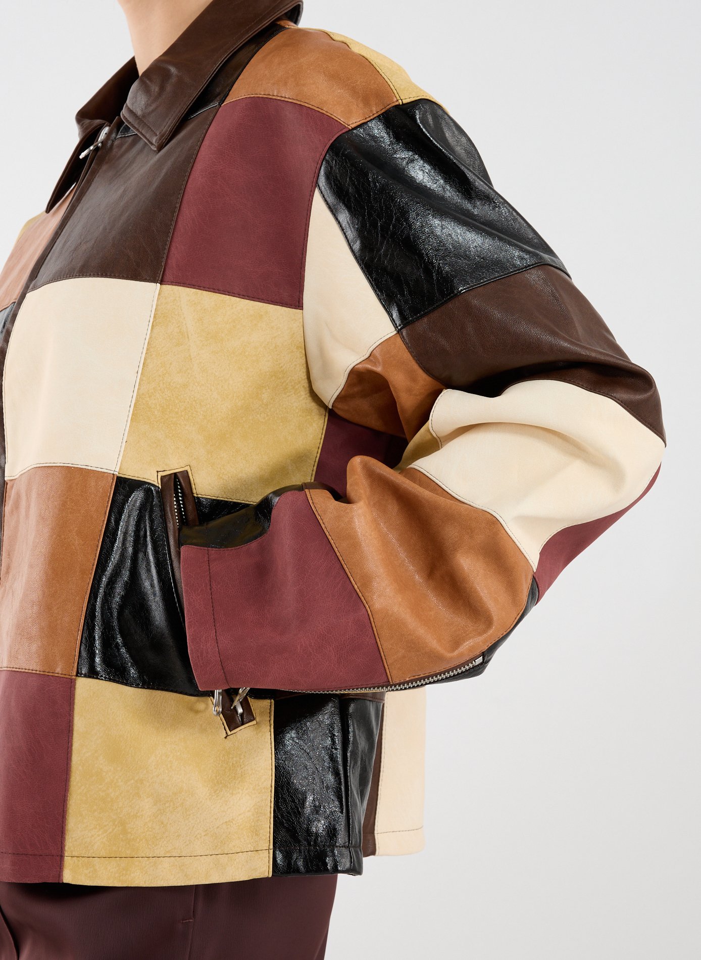 Veste col classique à carreaux TOPSHOP Marron