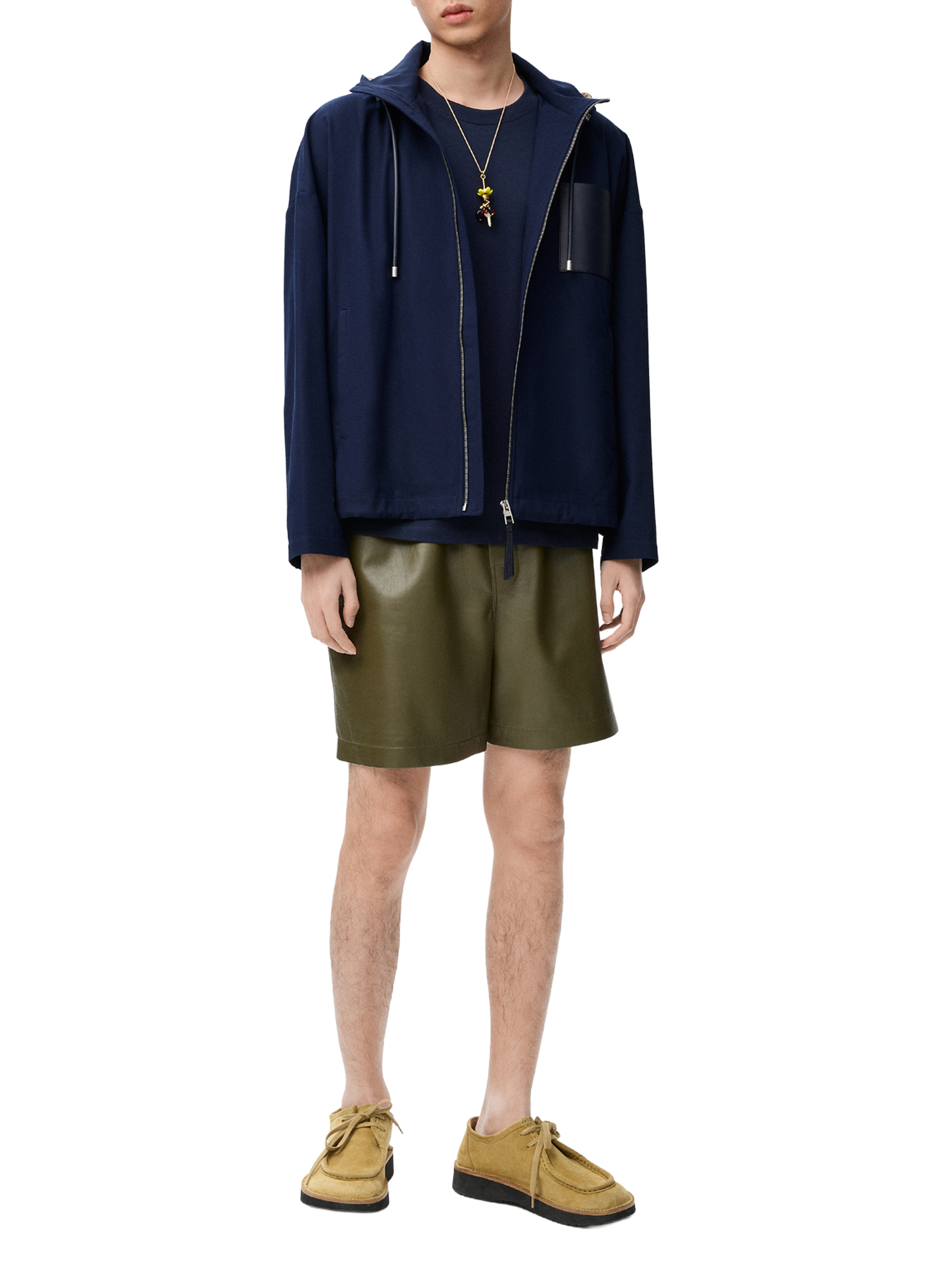 Cotton twill hooded jacket LOEWE Blue